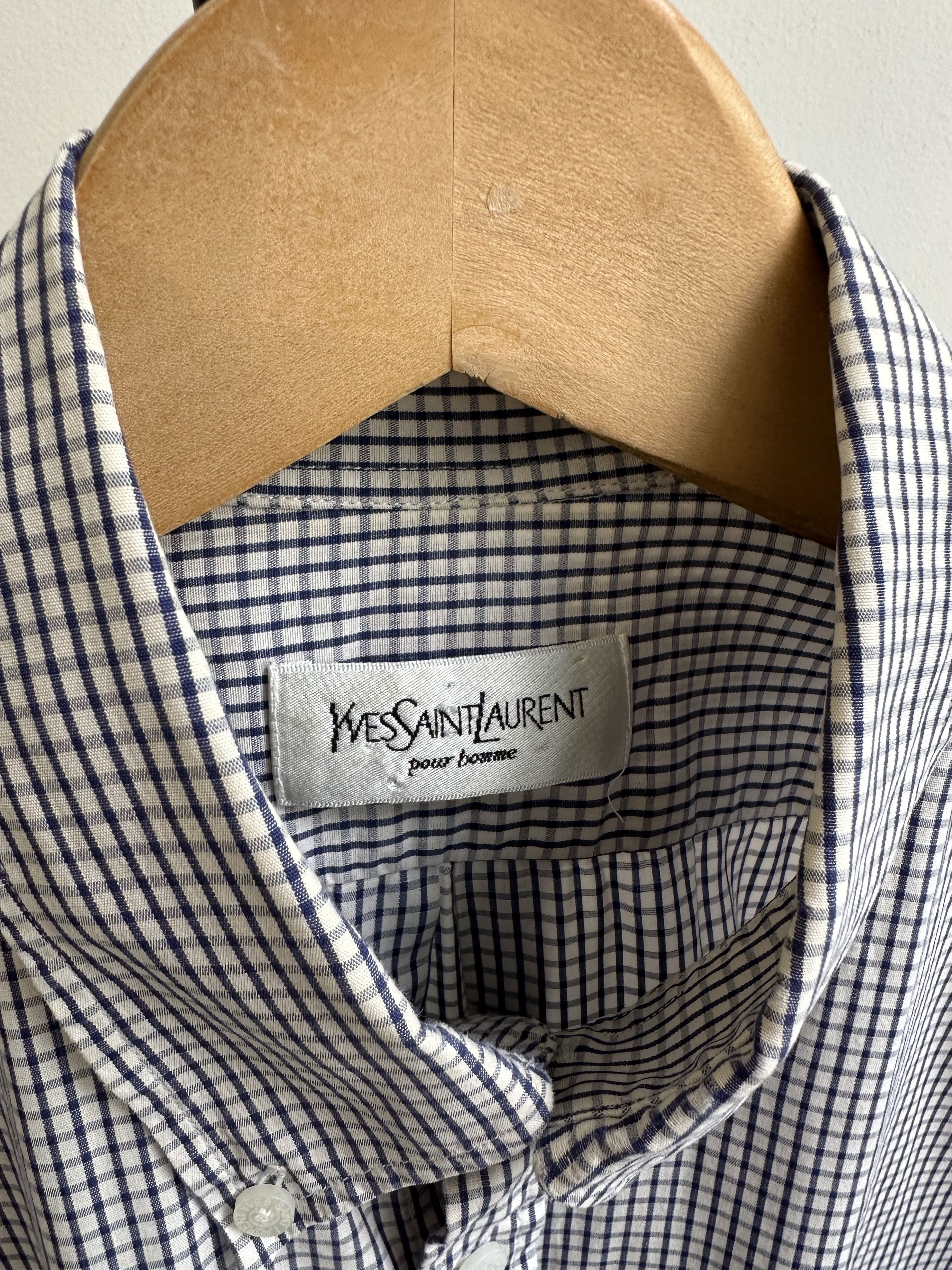 Vintage Yves Saint Laurent Vintage Checkered Short Sleeve Shirt Size US M / EU 48-50 / 2 - 4 Thumbnail