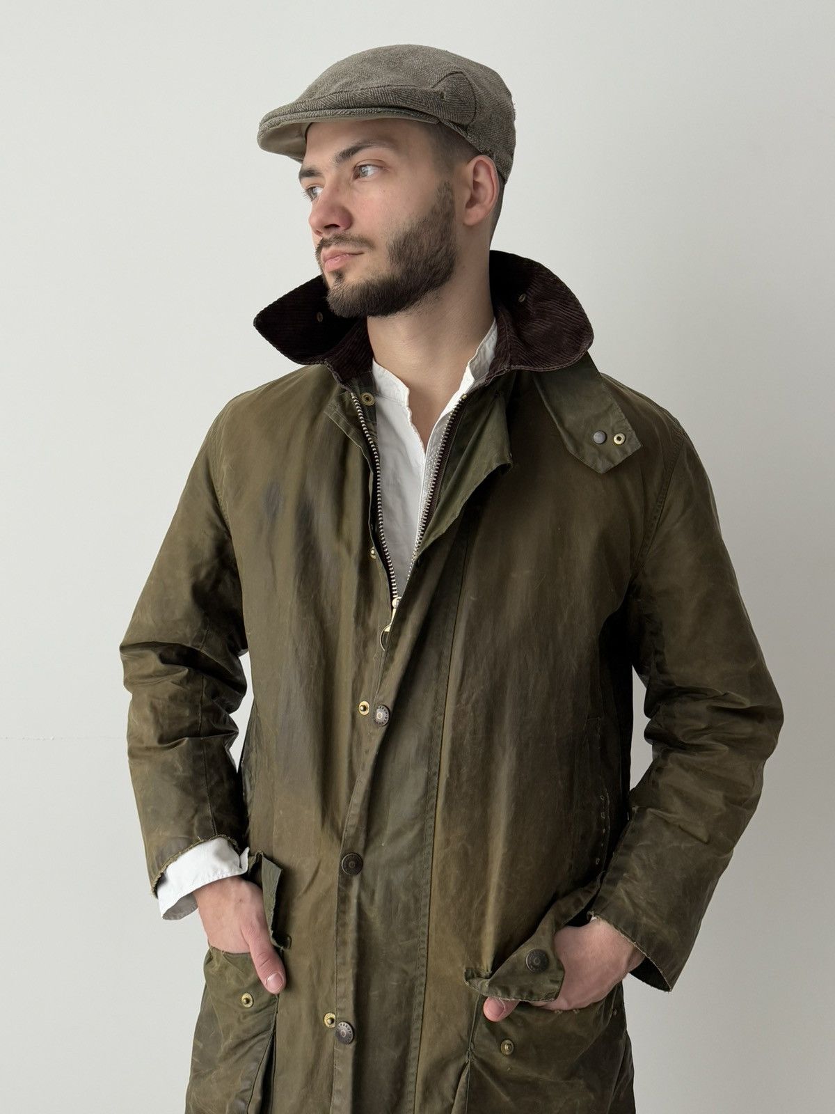 Barbour × Vintage Vintage 80s Barbour Border Waxed Khaki Jacket Size US M / EU 48-50 / 2 - 2 Thumbnail