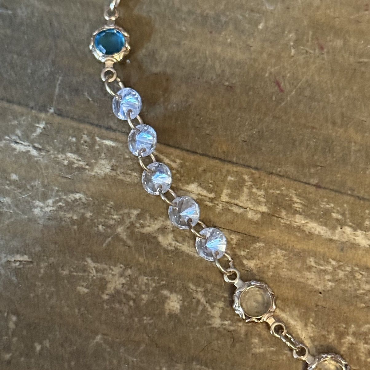 Other Gold tone teal and clear cubic zirconia crystal necklace Size ONE SIZE - 8 Thumbnail