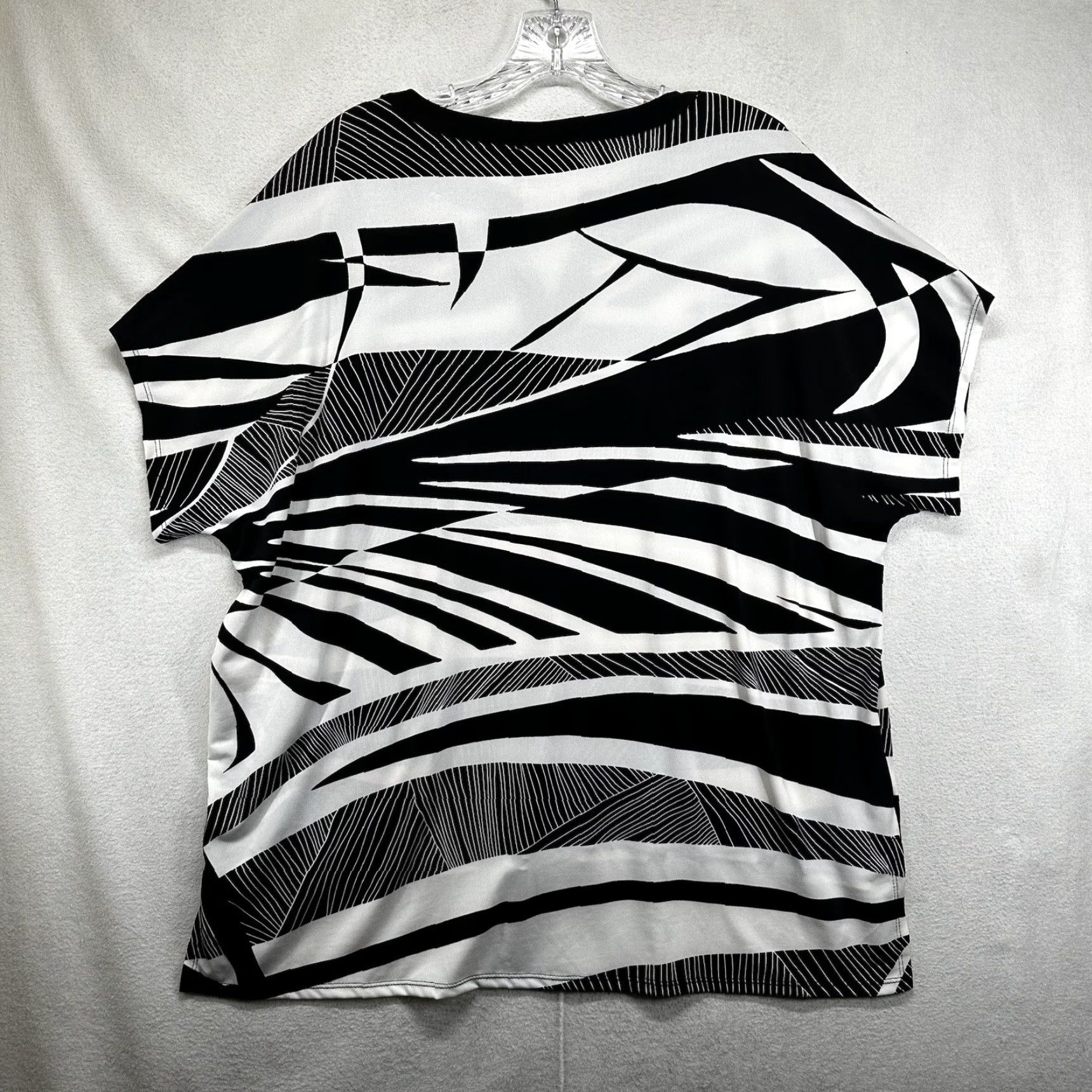 Vintage Chicos Shirt Geometric Black White Short Sleeve Stretch Womens M Size M / US 6-8 / IT 42-44 - 2 Thumbnail