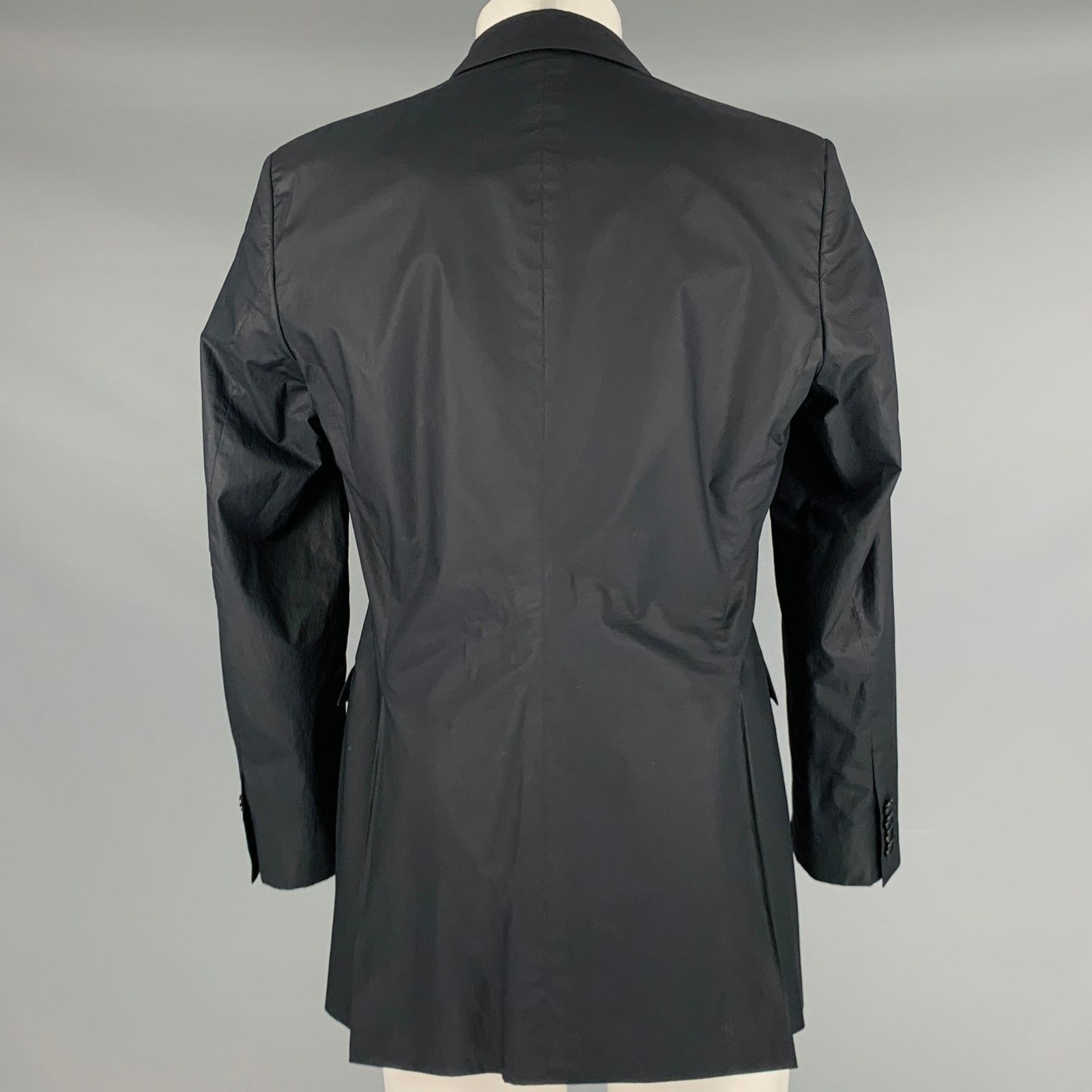 Burberry Prorsum BURBERRY PRORSUM Size 40 Black Coated Cotton Sport Coat Size 40R - 3 Thumbnail