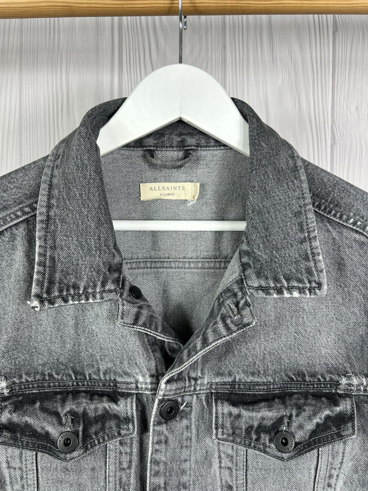 Allsaints Allsaints Bilton Denim Distressed Jacket Size XL Dark Gray Size US XL / EU 56 / 4 - 7 Thumbnail