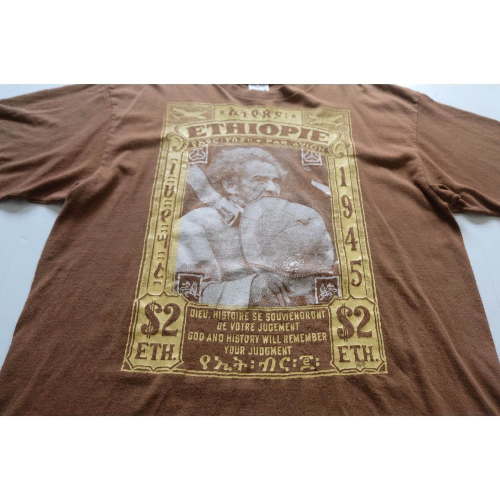 Anvil VINTAGE 90s RASTAFARIAN EMPEROR HAILE SELASSIE ANVIL 100% COTTON BROWN T-SHIRT XL Mens Size US XL / EU 56 / 4 - 8 Thumbnail