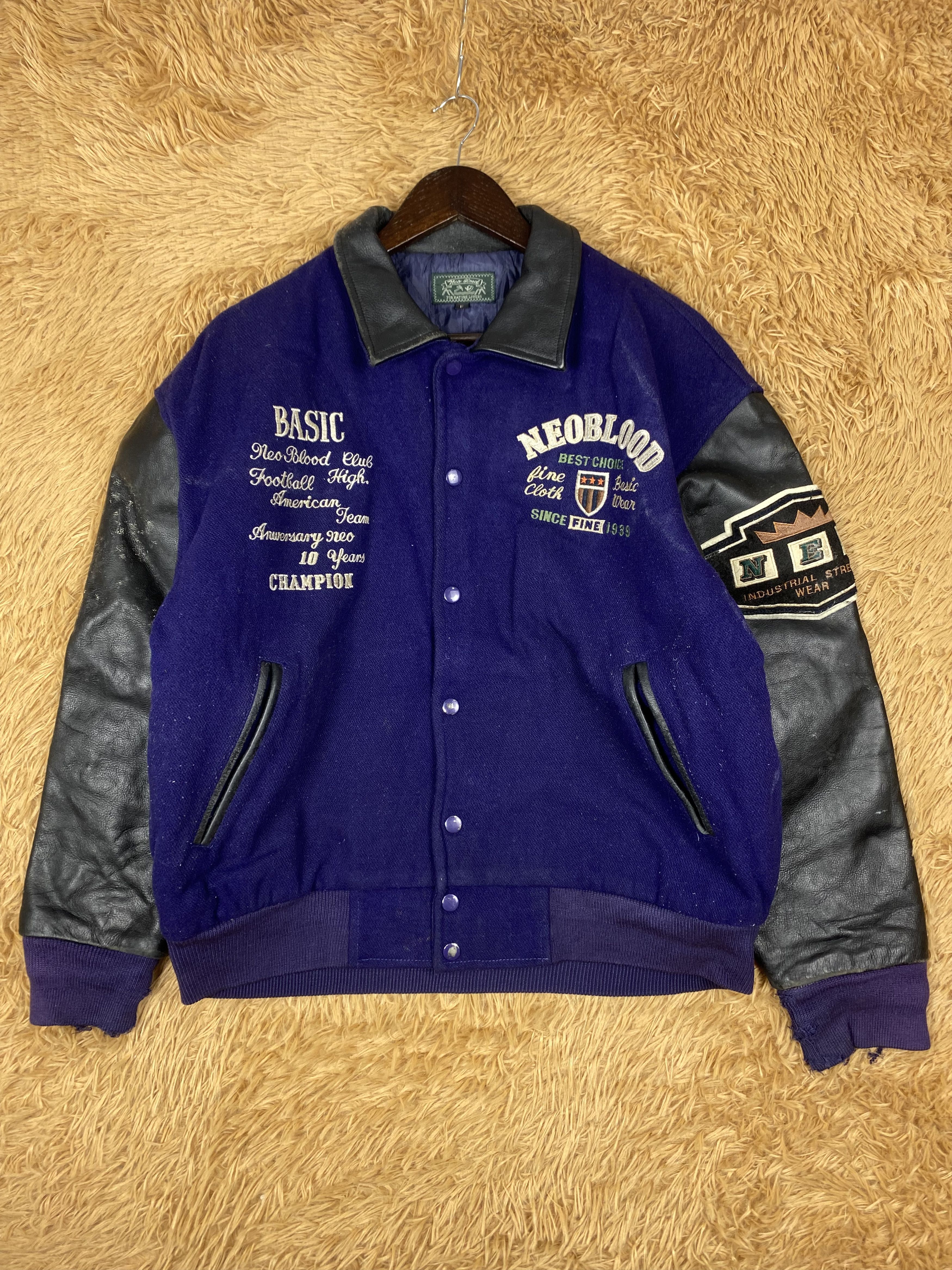 Vintage Vintage Neo Blood Leather Sleeve Varsity Jacket DJ0899 Size US M / EU 48-50 / 2 - 1 Thumbnail