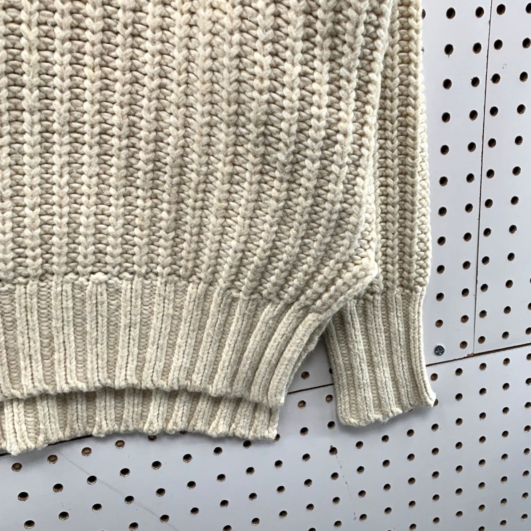 Vintage OFFLINE by Aerie Sweater Women S Cream Ivory Chunky Knit Crewneck/Heavy Ribbed Knit Pullover Oversized Casual Winter Size S / US 4 / IT 40 - 7 Thumbnail