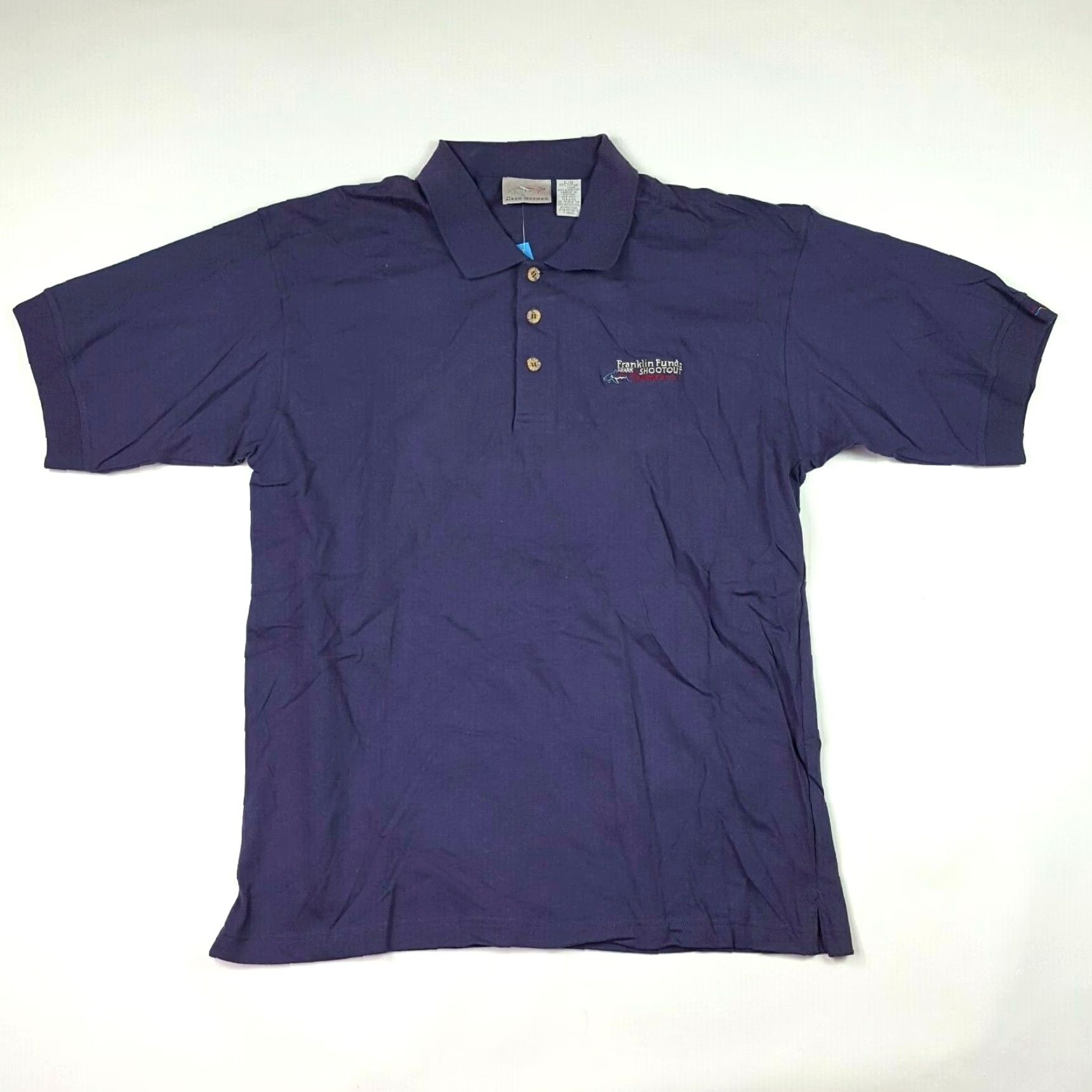 Vintage VINTAGE Greg Norman Shark Attack Polo Shirt Men's Blue Short Sleeve Golf Polo Shirt L XS? Size US M / EU 48-50 / 2 - 2 Thumbnail