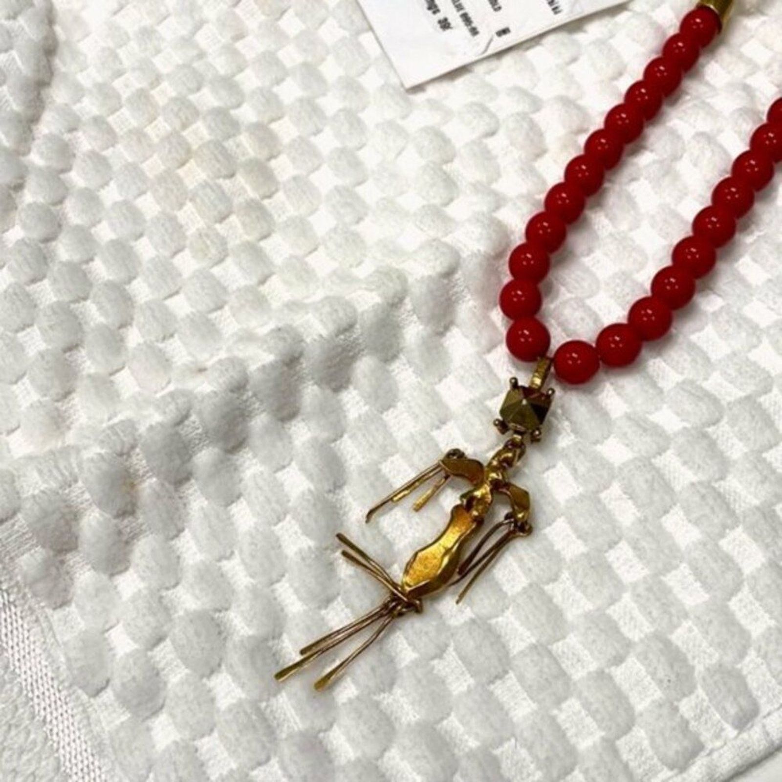 Valentino Valentino red Ribbon Tie Beaded Pendant Necklace Size ONE SIZE - 4 Thumbnail