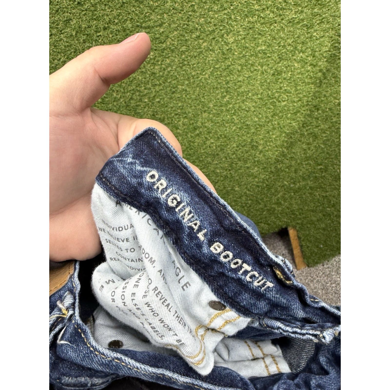 American Eagle Outfitters American Eagle Jeans Mens 30x34 Original Boot Cut Denim Distressed Zip Work Blue Size US 30 / EU 46 - 7 Thumbnail