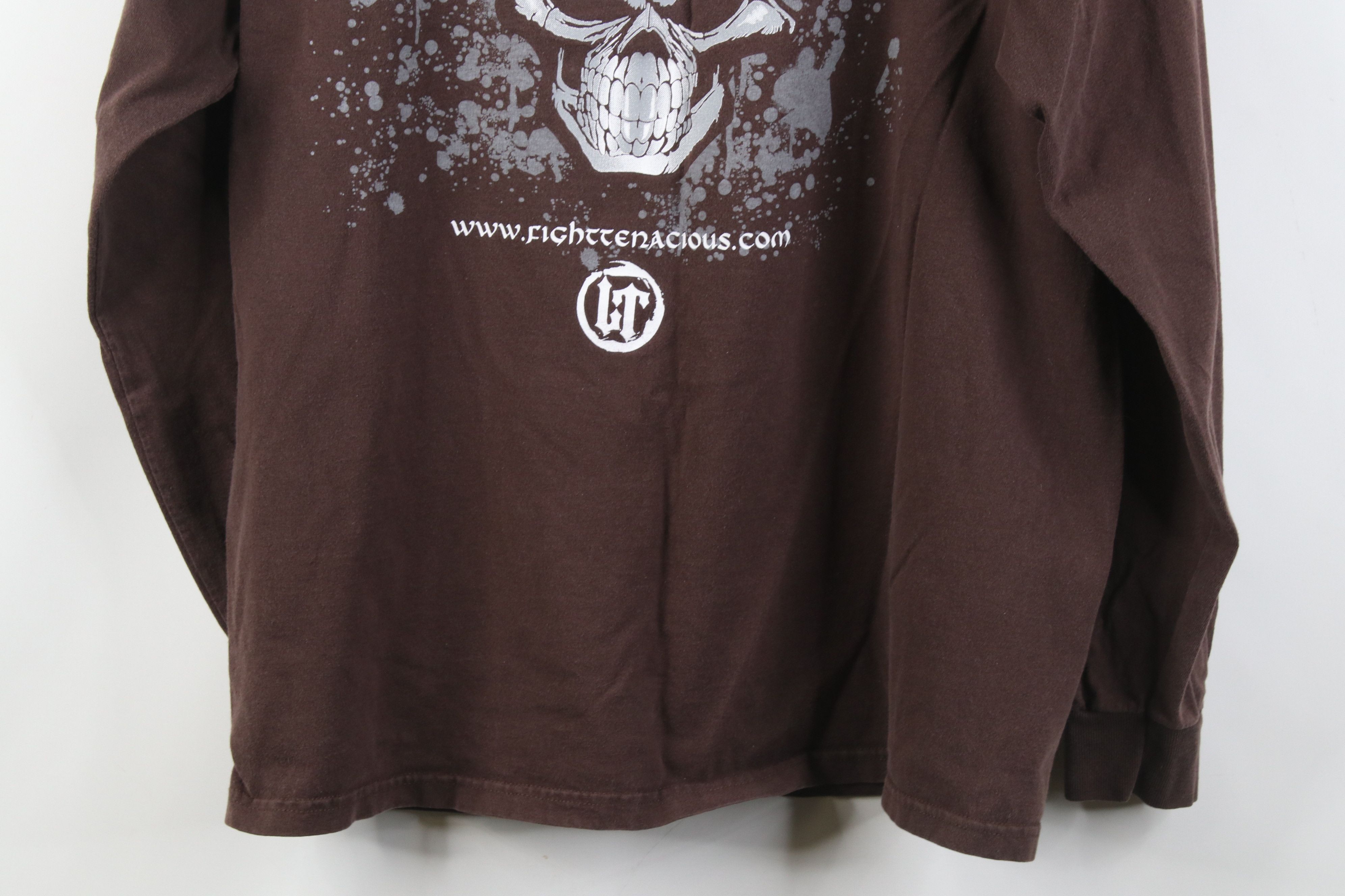 Vintage Vintage Y2K Fight Tenacious Skull Flames Long Sleeve T-Shirt Size US L / EU 52-54 / 3 - 14 Thumbnail