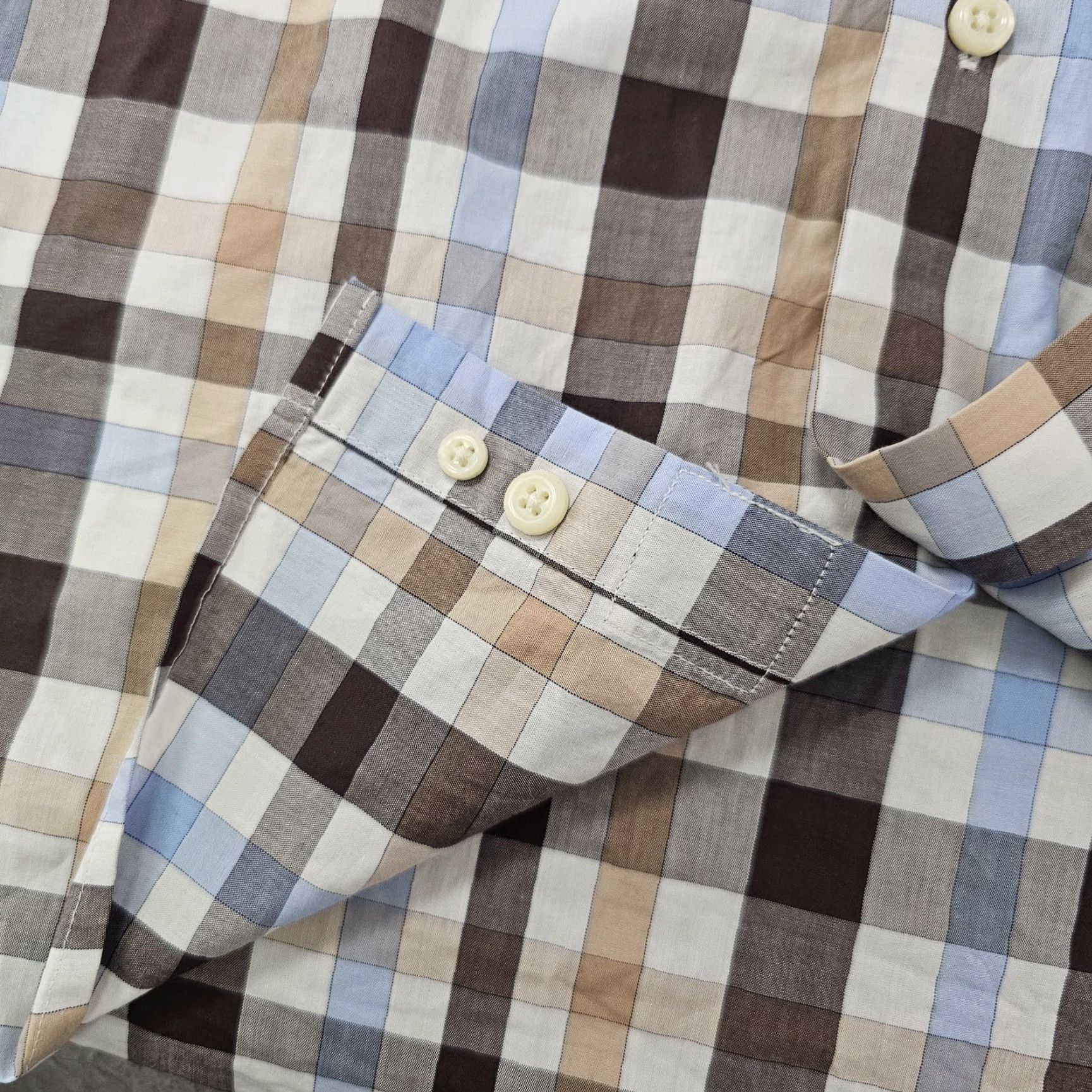 Peter Millar Peter Millar Shirt Mens Large Brown Blue Plaid Button-Down Long Sleeve Classic Size US L / EU 52-54 / 3 - 5 Thumbnail