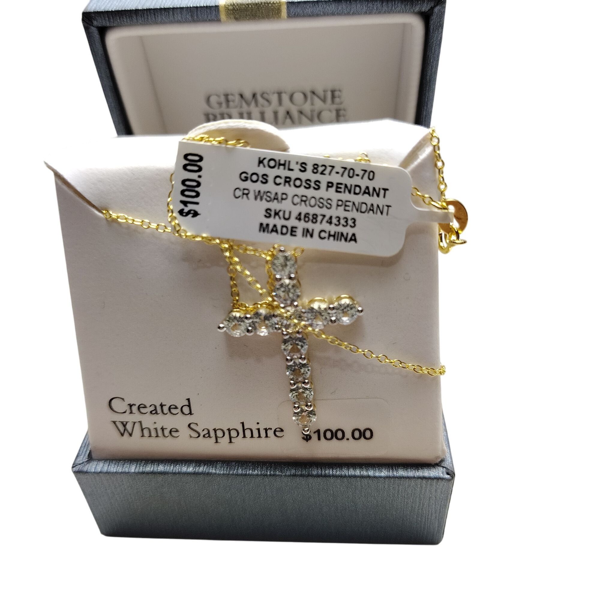 Other Created White Sapphire Gold-Tone Cross Pendant Necklace With Size ONE SIZE - 5 Thumbnail