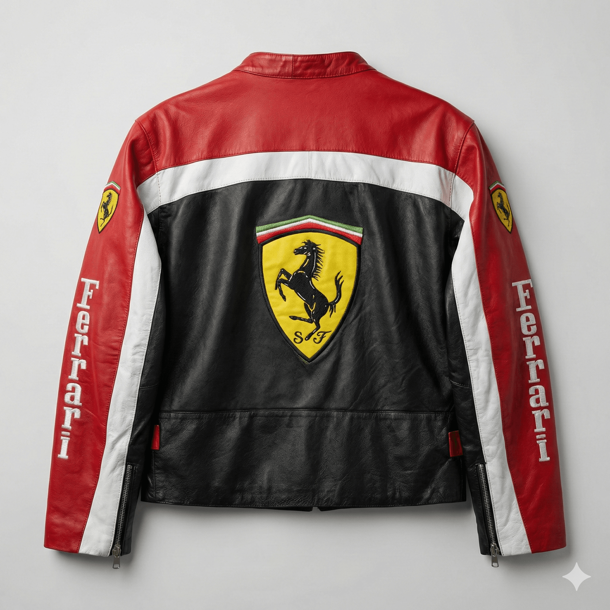 Formula 1 Ferrari F1 Racing Leather Jacket Vodafone Shell Biker Y2K Size US M / EU 48-50 / 2 - 1 Thumbnail