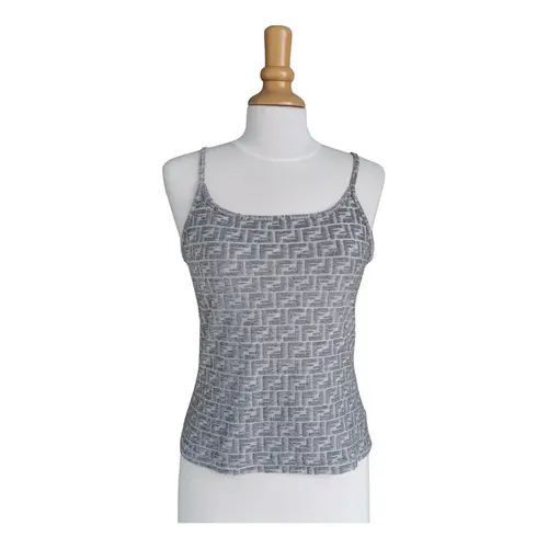 Fendi Vintage Fendi Zucca FF Logo Grey Camisole Top Size M / US 6-8 / IT 42-44 - 1 Thumbnail