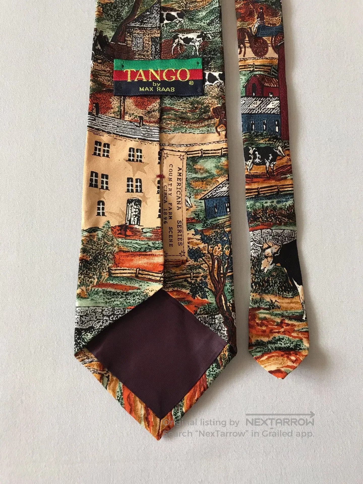 Vintage Vintage USA Oil Painting Silk Tie. Size ONE SIZE - 6 Thumbnail
