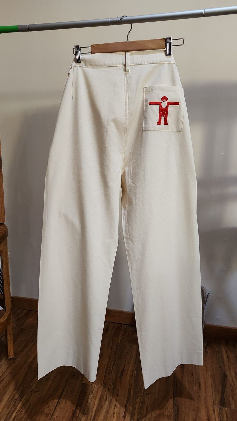Walter Van Beirendonck Cream Cotton Trousers with Pocket Embroidery Size US 34 / EU 50 - 2 Thumbnail