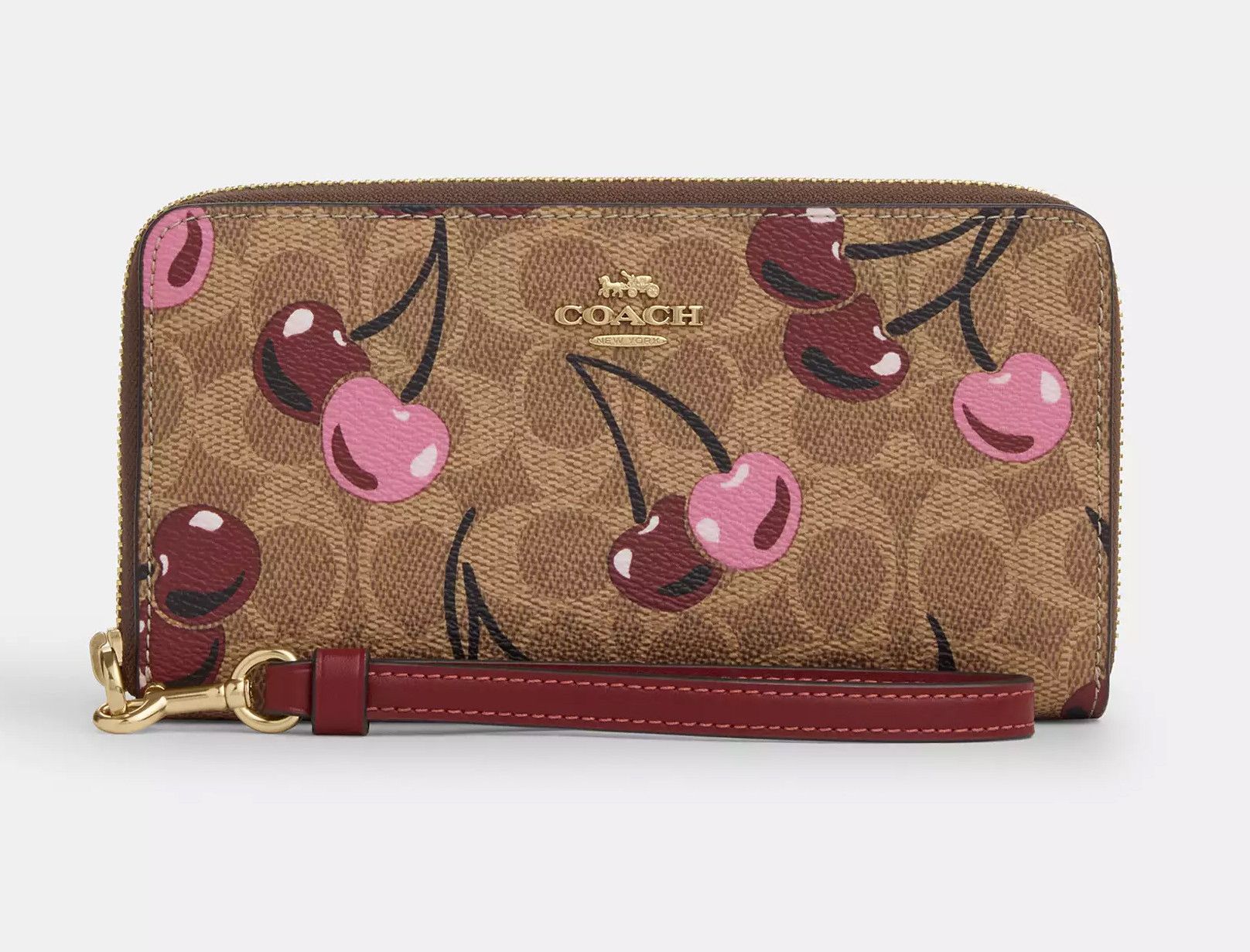 Coach 🍒 Long Zip Around Wallet With Cherry Print CZ328 Size ONE SIZE - 4 Thumbnail