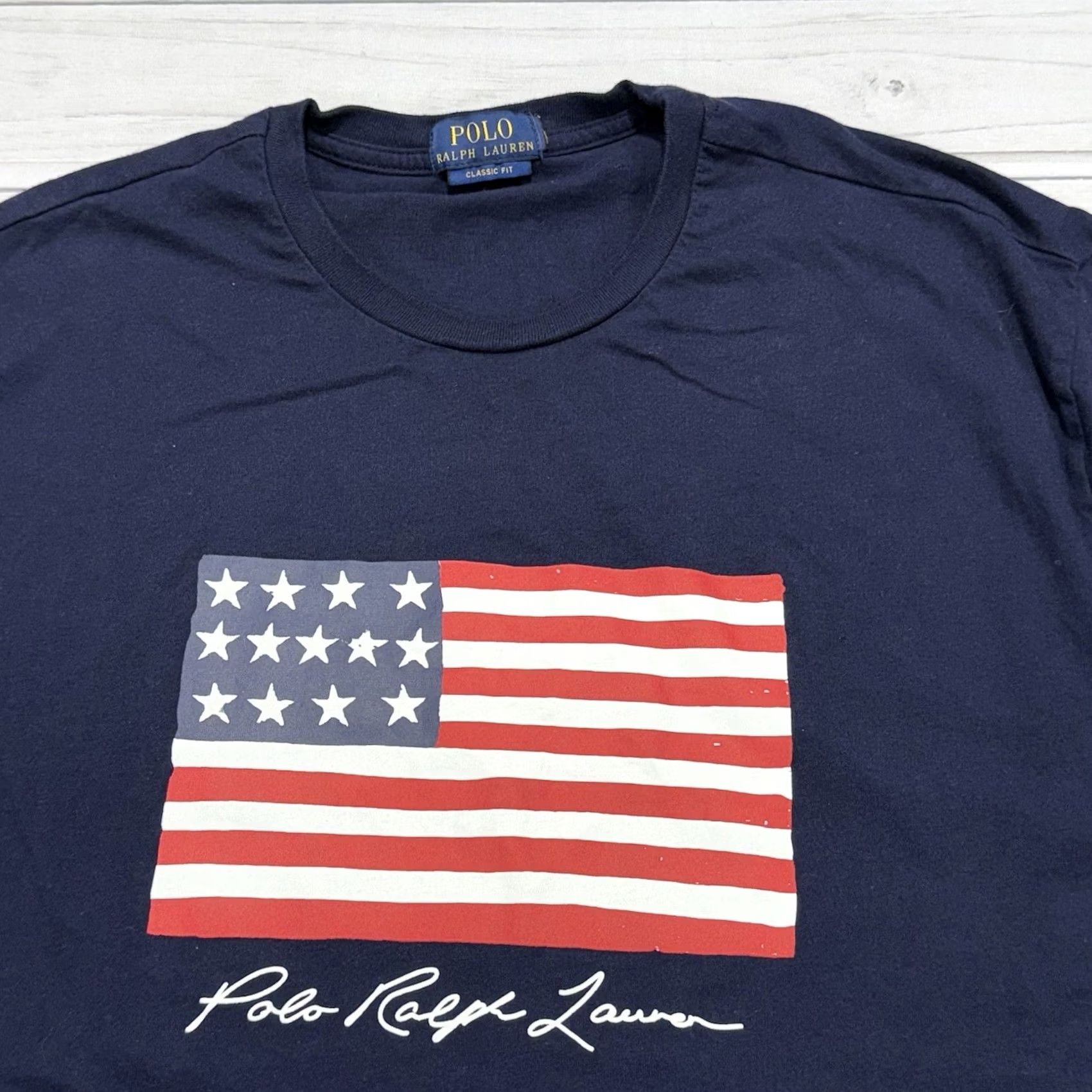 Polo Ralph Lauren Polo Ralph Lauren T-Shirt Mens XL Blue American Flag Patriotic 4th of July Logo Short Sleeve Crew Neck Jersey Cotton Vintage: No Size US XL / EU 56 / 4 - 2 Thumbnail