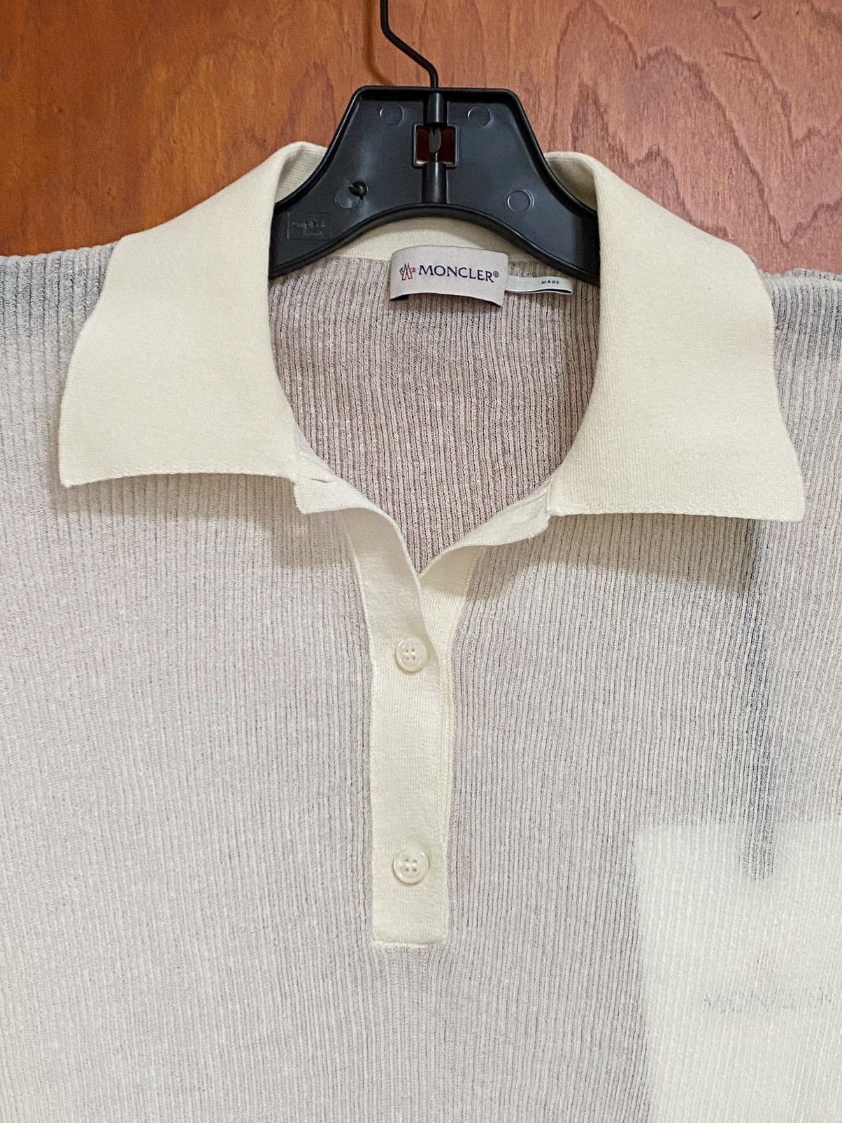 Moncler Moncler Long-Sleeve Ribbed Polo Shirt size L Size L / US 10 / IT 46 - 8 Thumbnail