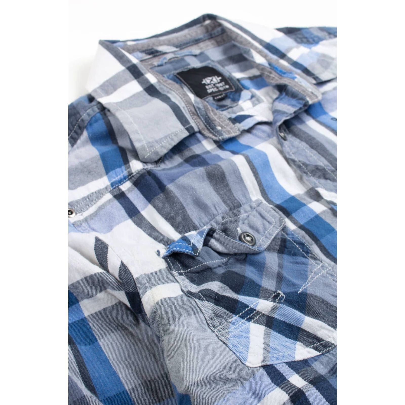 Vintage VINTAGE Blue Lightweight Flannel Shirt Medium White Plaid Long Sleeve Mens Size US M / EU 48-50 / 2 - 2 Thumbnail