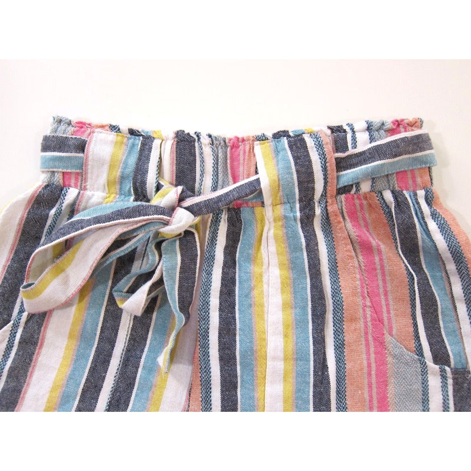 Vintage VINTAGE Indigo Rein Linen Pink Yellow White Stripe High Rise Pocket Chino Short Medium Size 32" / US 10 / IT 46 - 3 Thumbnail