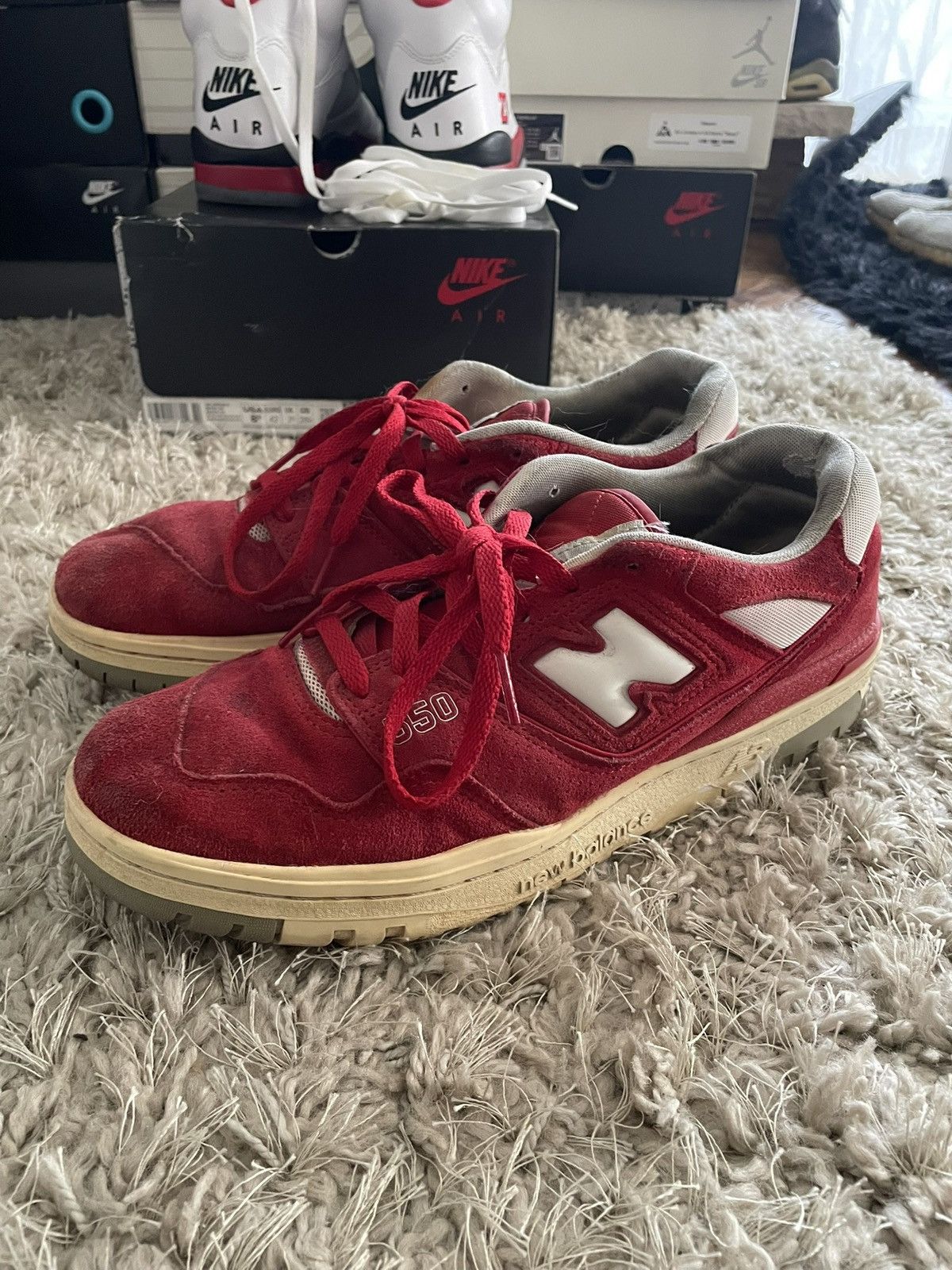 New Balance New Balance 550 Red Suede Pack Size US 11 / EU 44 - 1 Thumbnail