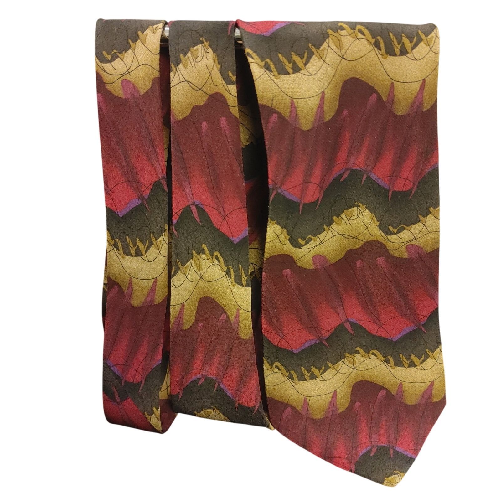 Other J. Garcia Snail Garden Men 100% Silk OS VTG Red Abstract Tie Size ONE SIZE - 1 Thumbnail