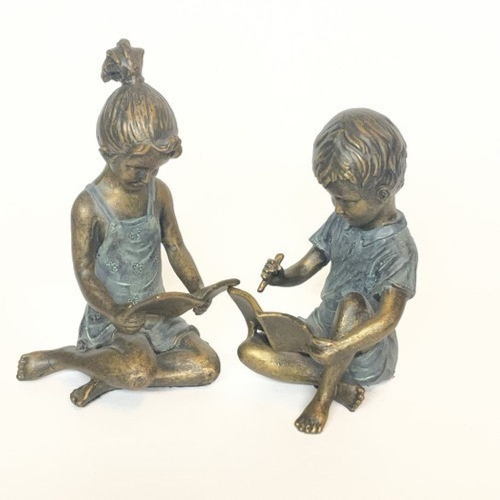Other VTG SPI Home Pair of Cast Brass Boy & Girl Sculptural 7" Tal Size ONE SIZE - 9 Thumbnail