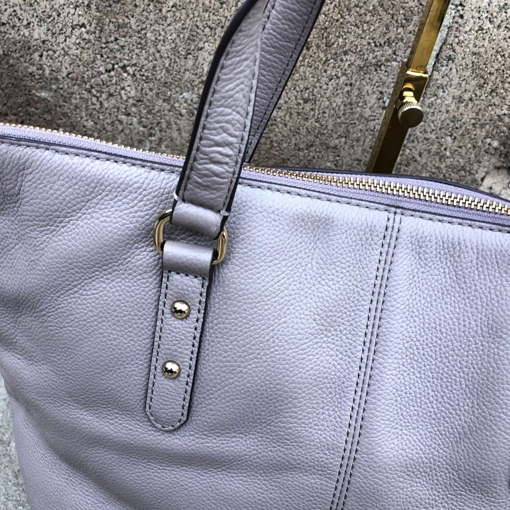 Vintage KATE SPADE Penny Larchmont Avenue Tote Purse Beige Leather Shoulder Hand Bag Women's Large 16 W x 10 H x 5 D Size ONE SIZE - 7 Thumbnail