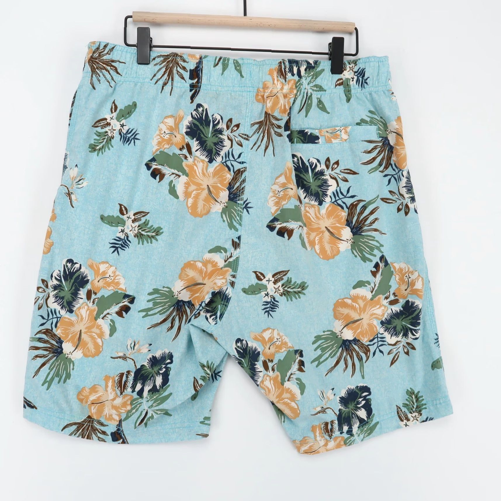 Vintage Coolibar Swim Trunks Mens M Blue Floral Tropical Lined Pockets Drawstring Size ONE SIZE - 3 Thumbnail