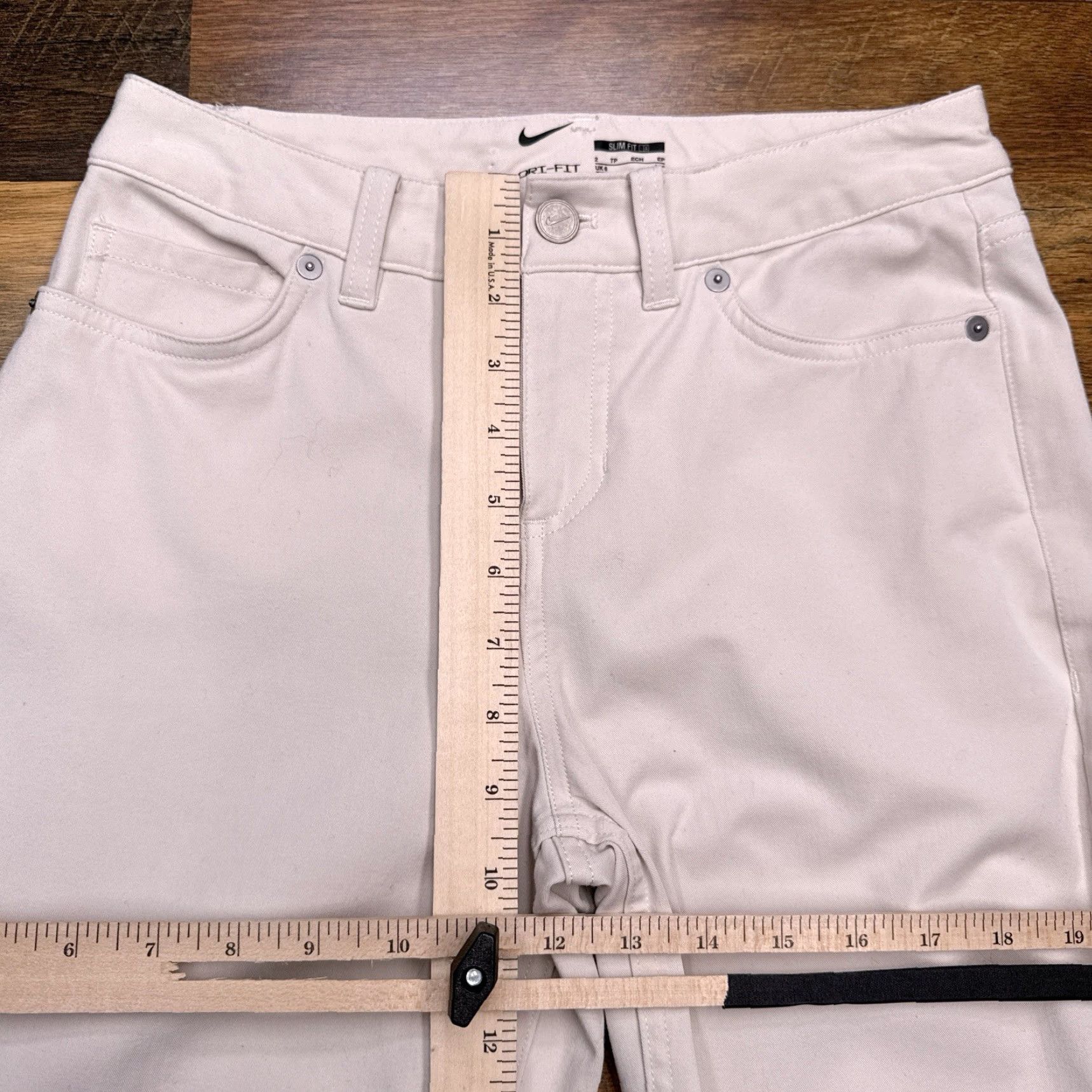 Nike Nike Dri-FIT Slim Fit Pants Womens 2 Beige Tapered Regular 26in Inseam Cotton Blend Stretch Size 26" / US 2 / IT 38 - 7 Thumbnail