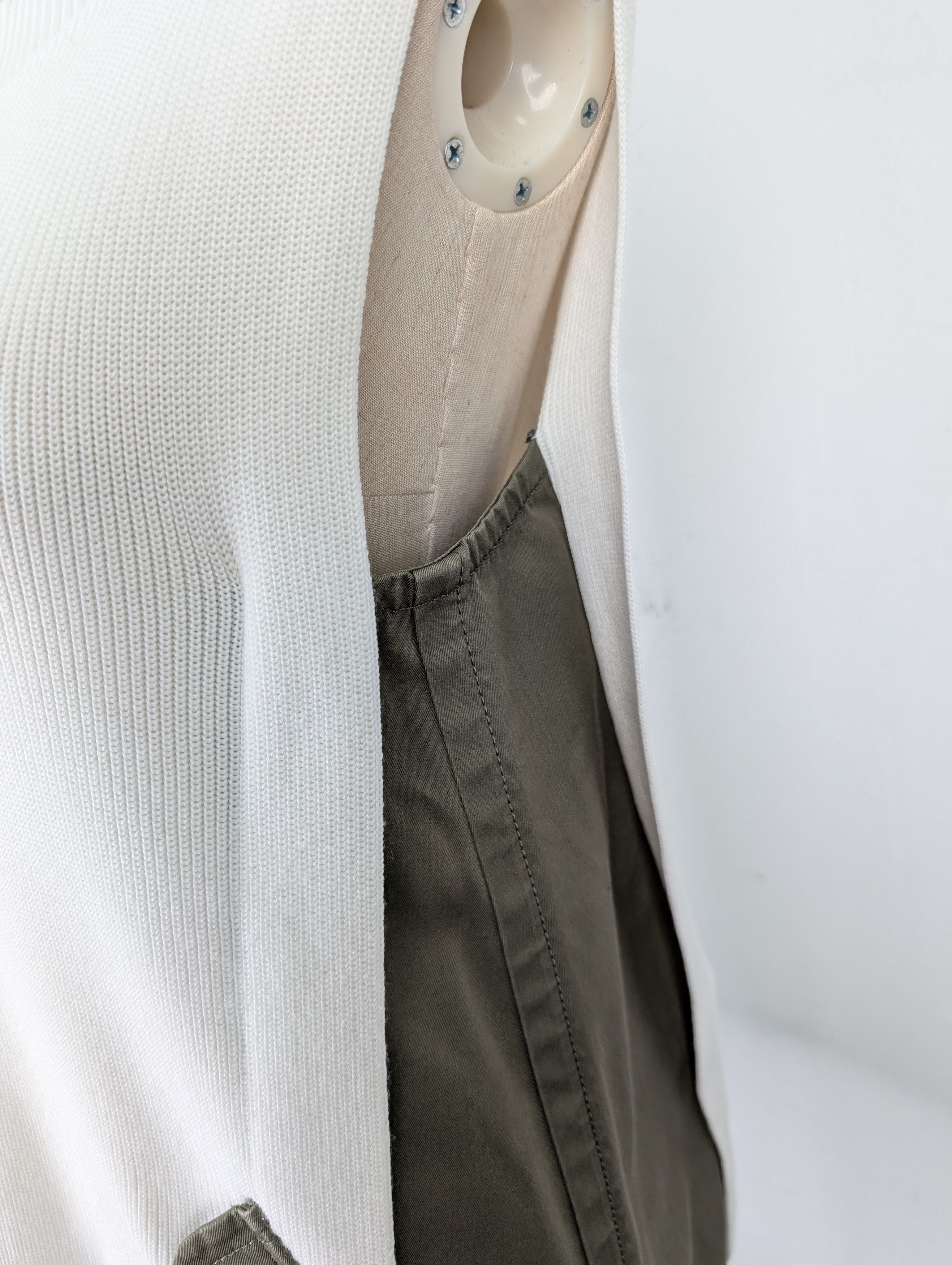 Sacai Sacai Cream Knitted Top with Cotton Sides and Front Pockets Size S / US 4 / IT 40 - 4 Thumbnail