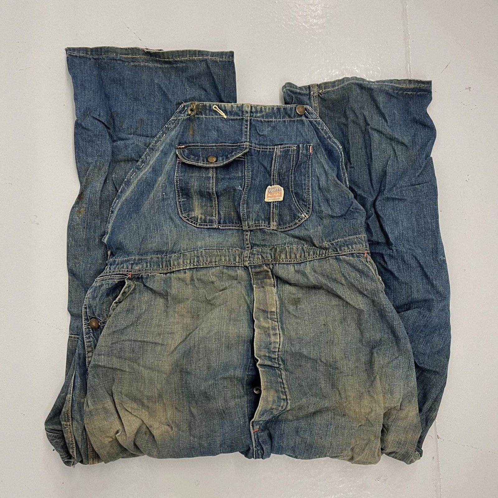 Other Vintage 50s Big Mac Blue Denim Distressed Overalls 42x27 Size US 42 / EU 58 - 1 Thumbnail