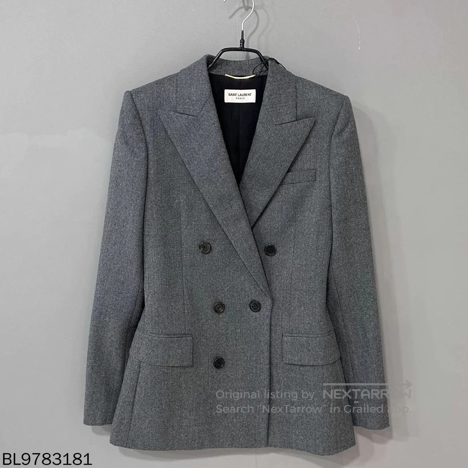 Saint Laurent Paris Saint Laurent Gray Peak Lapel Blazer. Size XS / US 0-2 / IT 36-38 - 3 Thumbnail