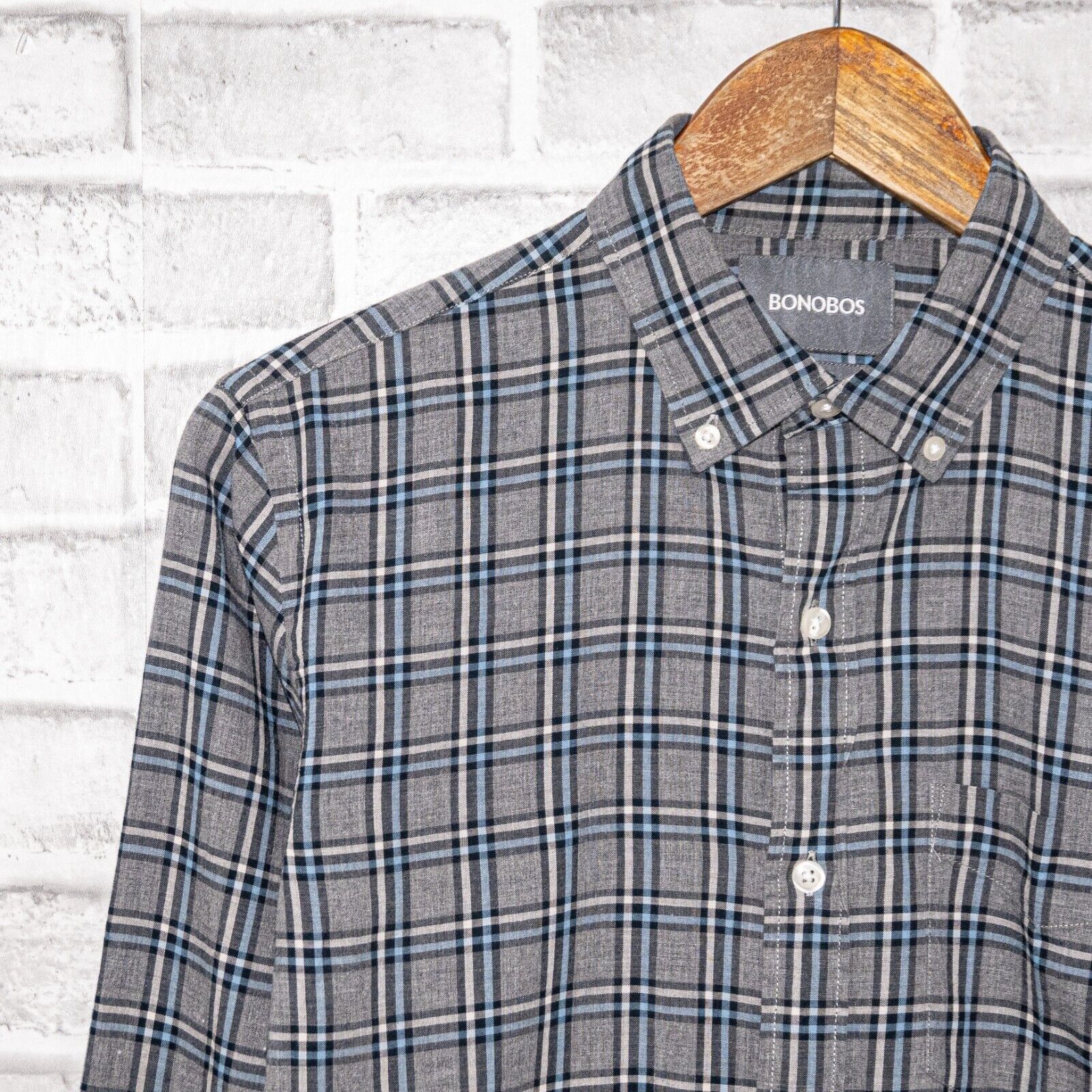 Bonobos BONOBOS Men's Slim Fit Button Down Shirt Gray Plaid Cotton Size US XS / EU 42 / 0 - 5 Thumbnail