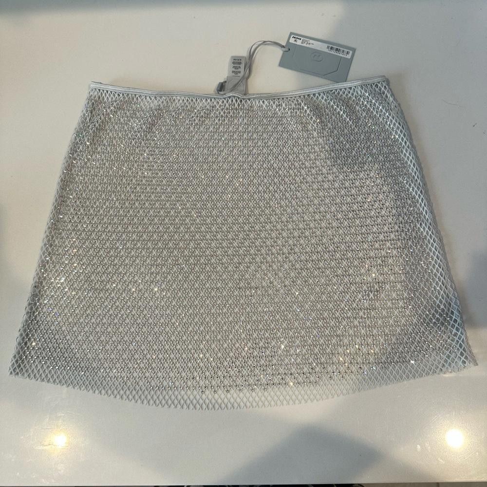 SKIMS Swarovski x Skims Stretch Net Silver Mini Skirt Small Size 27" / US 4 / IT 40 - 8 Thumbnail