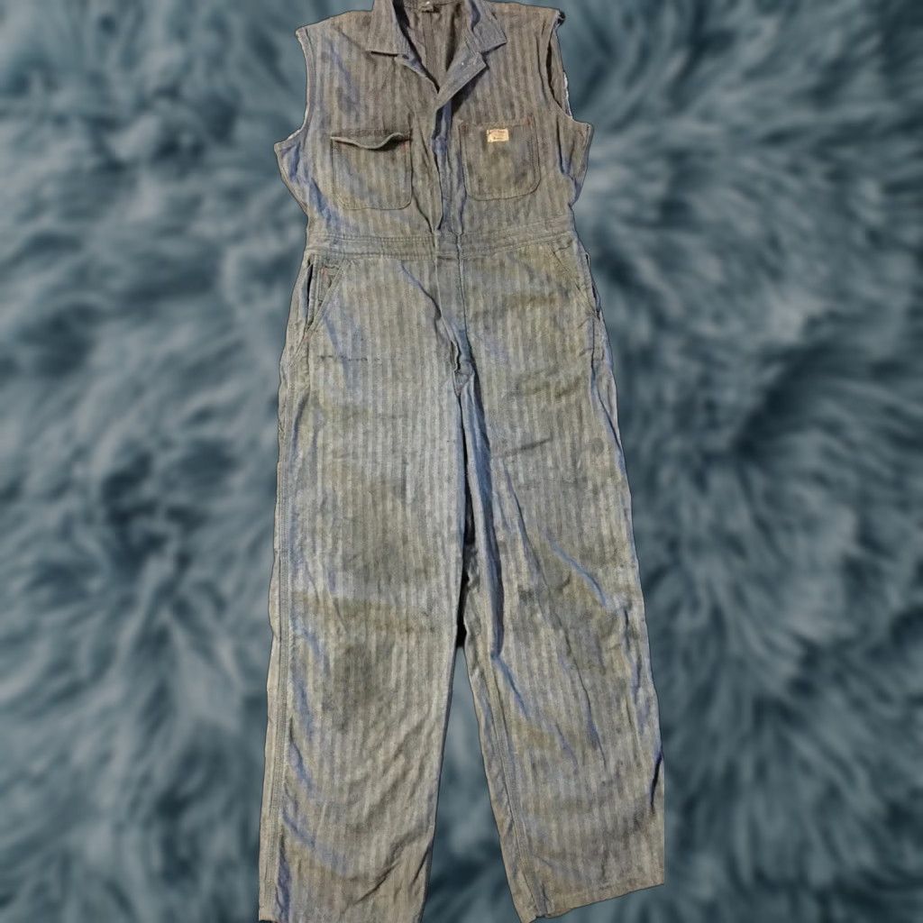 JCPenney VINTAGE Union Made JC Penney Big Mac Coveralls 42R Sleeveless Herringbone 50s 60s USA Mens Size US 42 / EU 58 - 1 Thumbnail