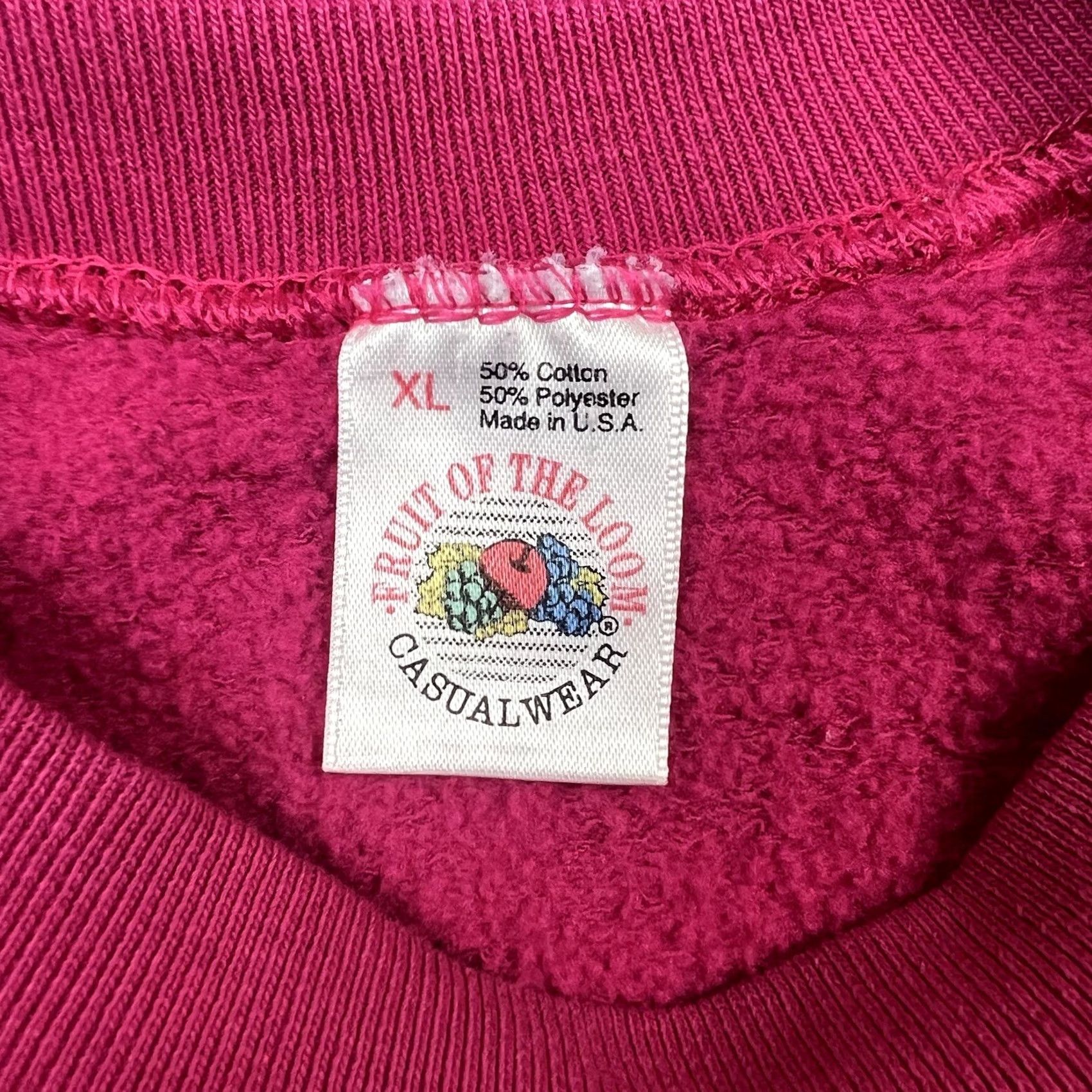 Fruit Of The Loom VINTAGE 90s Fruit of the Loom Pink Raglan Crewneck Sweatshirt XL Unisex Adults 50/50 Made USA Size US XL / EU 56 / 4 - 2 Thumbnail