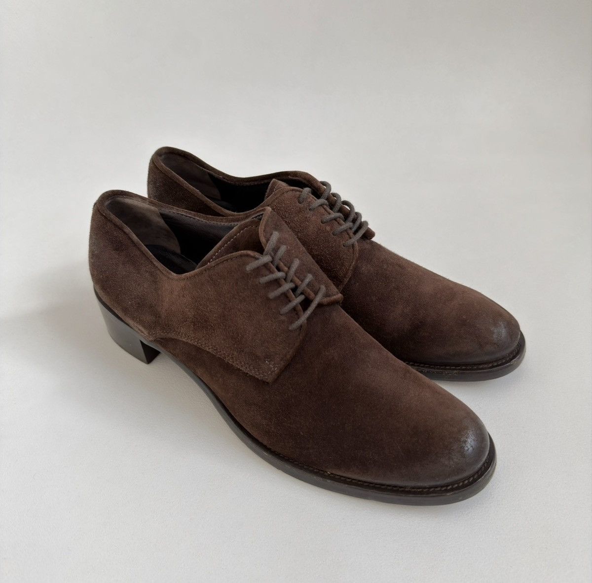 Prada Brown Suede Burnished Tips Shoes Size US 7 / IT 37 - 3 Thumbnail