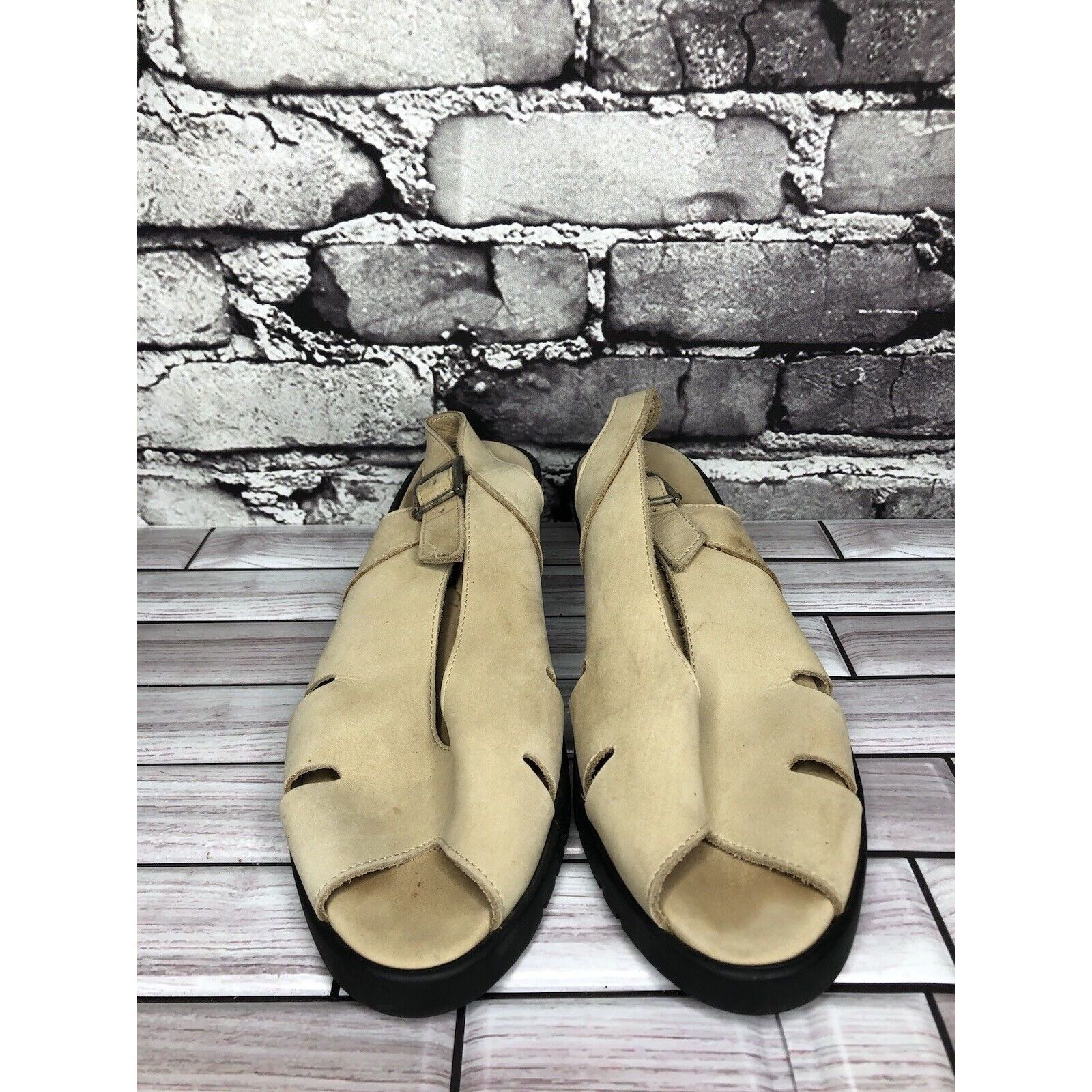 Other ZANTE Beige Tan Nubuck Leather Casual Wedge Strap Sandals Wo Size US 8.5 / IT 38.5 - 15 Thumbnail