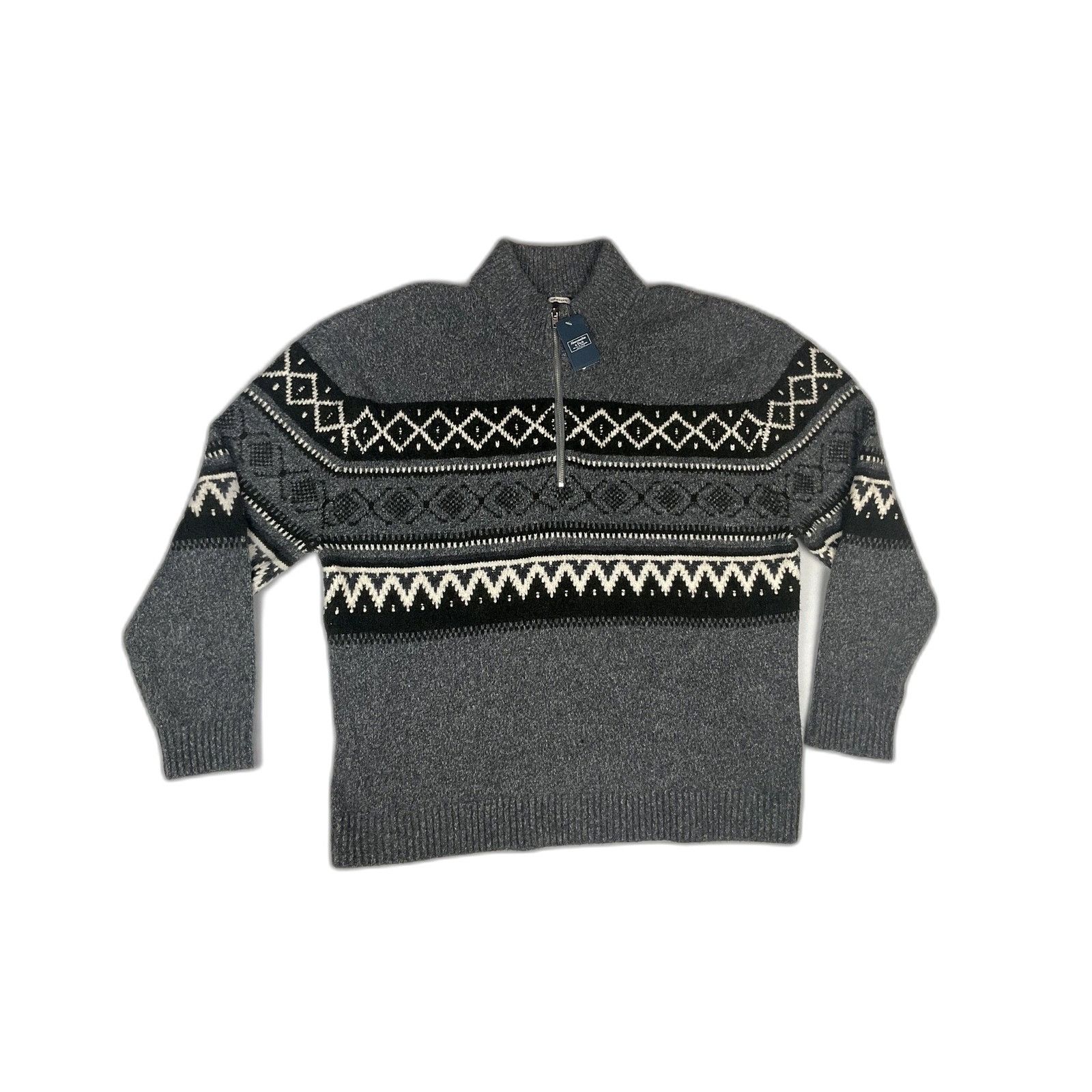Abercrombie & Fitch Abercrombie & Fitch Mens Fair Isle Quarter Zip Sweater Wool Size US XL / EU 56 / 4 - 2 Thumbnail
