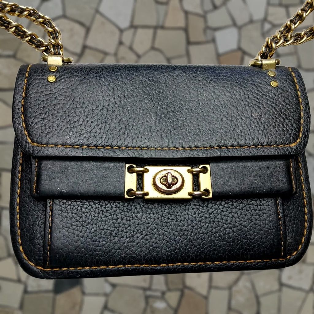 Coach Coach Troupe Crossbody Bag Purse - Black Leather Pebbled 16.5cm x 22cm Small Handbag Womens Vintage: No, 1941 Theme, Brass Hardware Size ONE SIZE - 1 Thumbnail