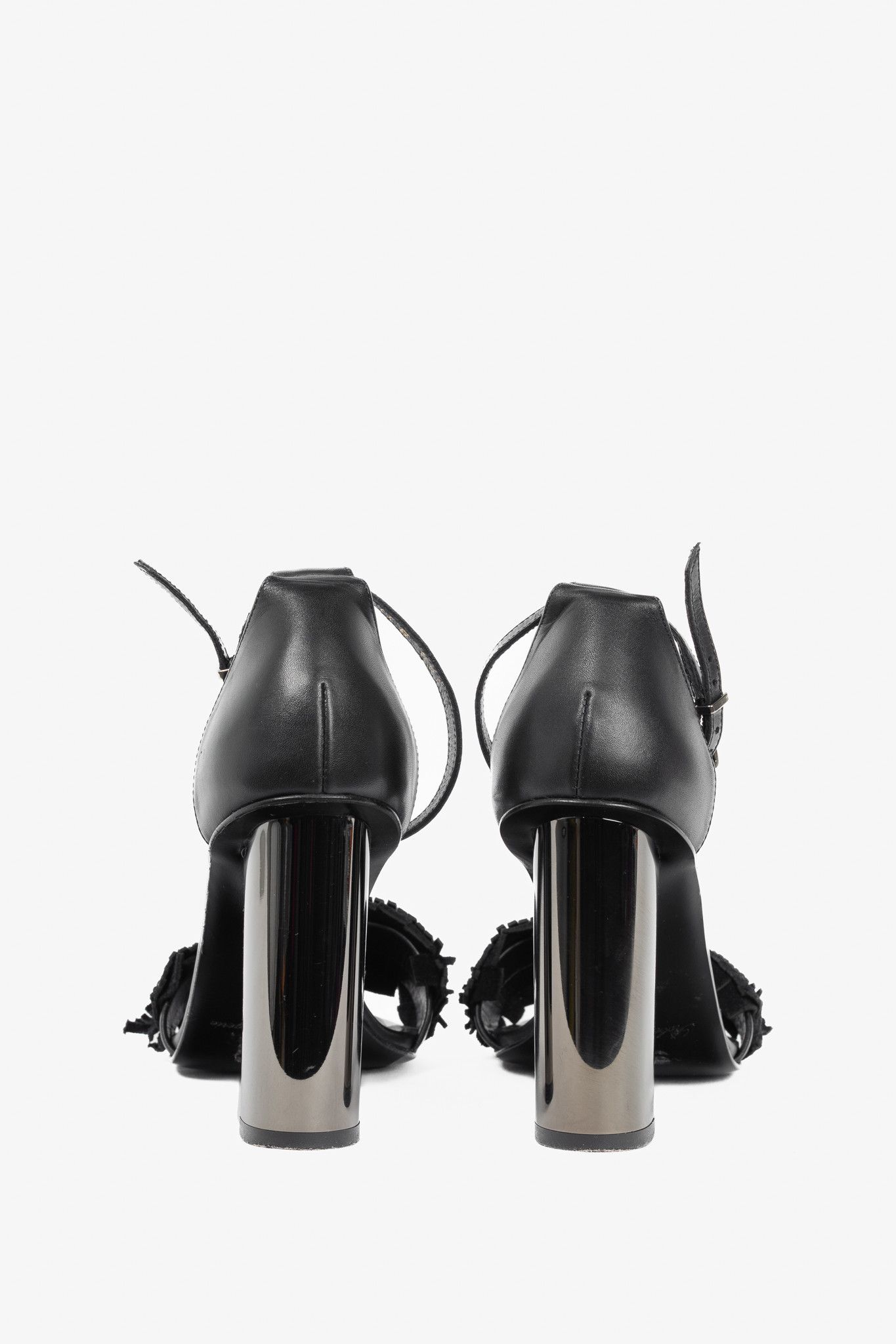 Robert Clergerie Robert Clergerie Black Suede Fringe Mirror-Heel Sandals Size US 9 / IT 39 - 3 Thumbnail