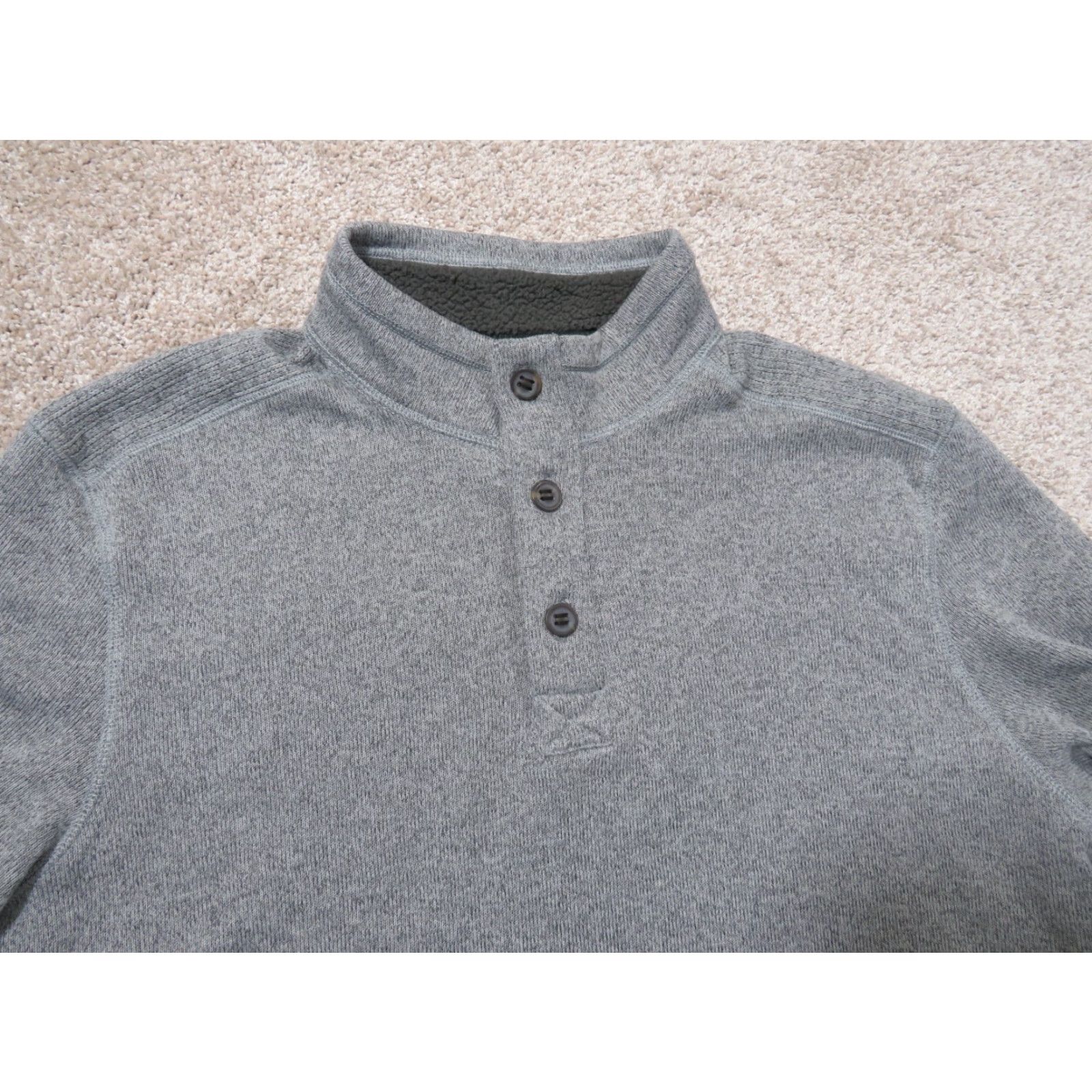 Vintage G.H. Bass & Co Sweater Mens XL Gray Knit 1/4 Button Pullover Outdoor Hiking Ski Mock Neck Zip Size US XL / EU 56 / 4 - 4 Thumbnail