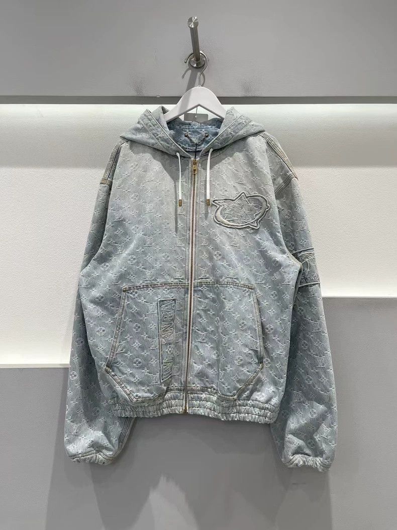 Louis Vuitton NBA Zip Hooded Denim Jacket 2501-Nextarrow