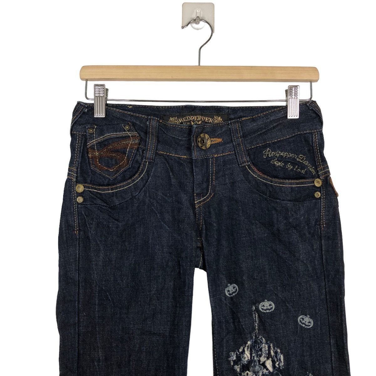 Japanese Brand 🔥Rare Punk Style Half Cut Denim Jeans Red Pepper Japan & Co Size US 26 / EU 42 - 3 Thumbnail
