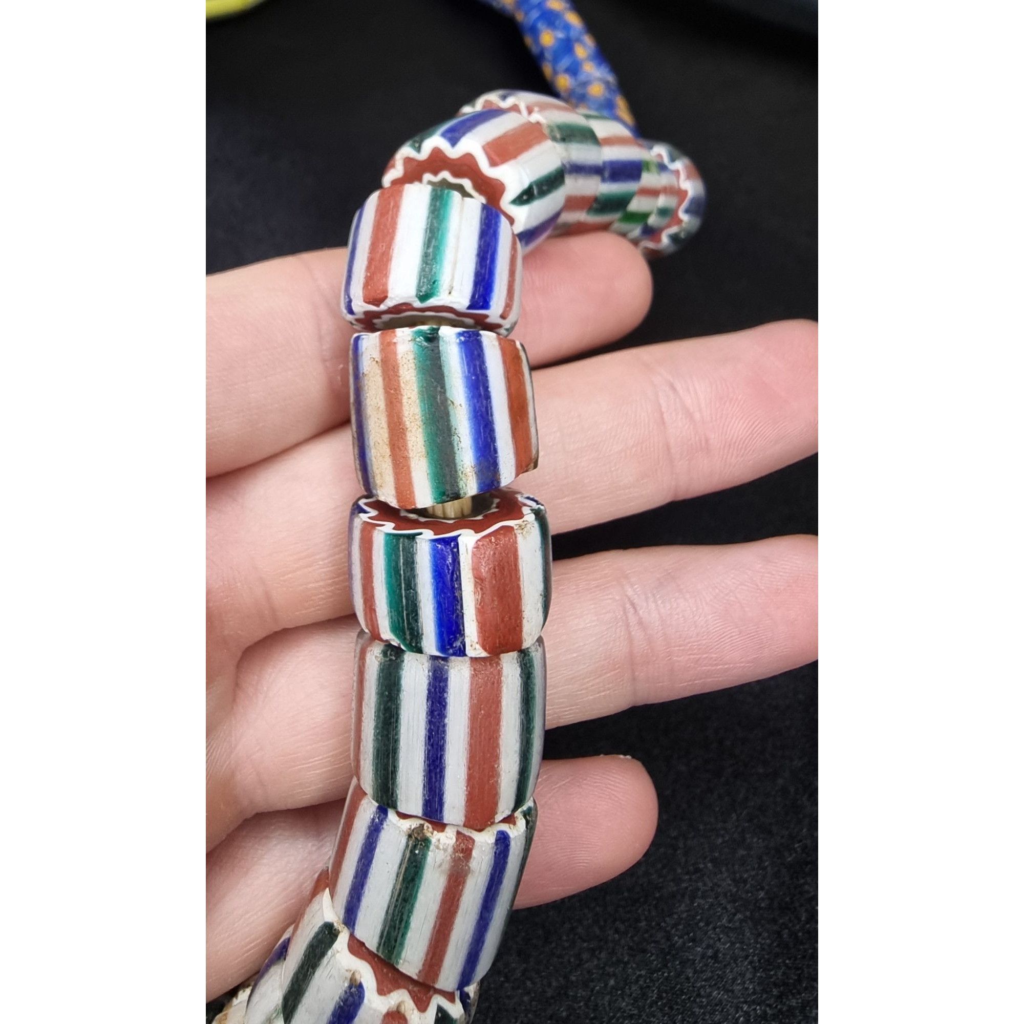 Vintage Antique African Trade Bead Necklace With Chevron & Millefior Size ONE SIZE - 6 Thumbnail