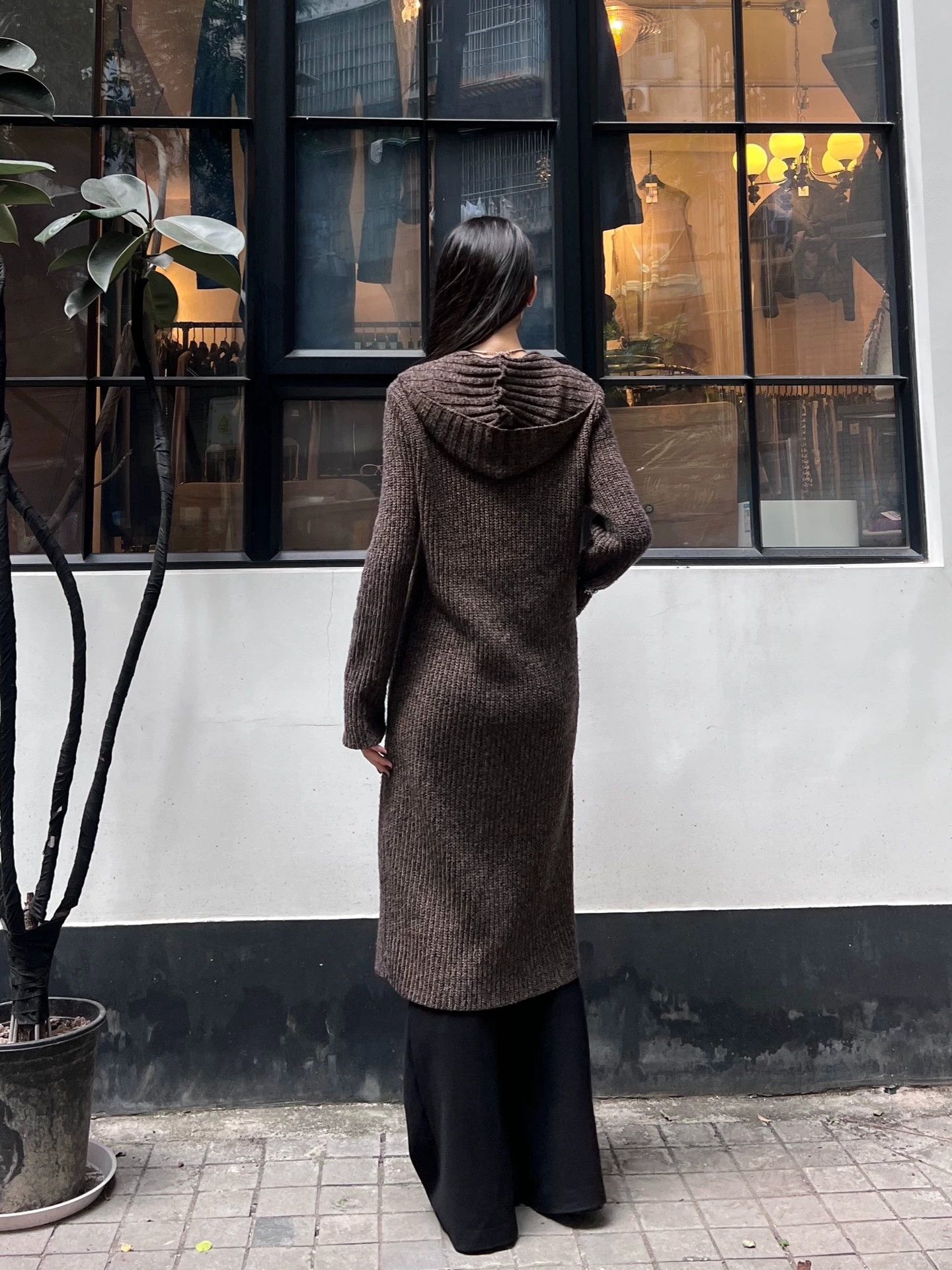 Other French Vintage Horn Button Knit Hooded Long Coat Size XS / US 0-2 / IT 36-38 - 3 Thumbnail