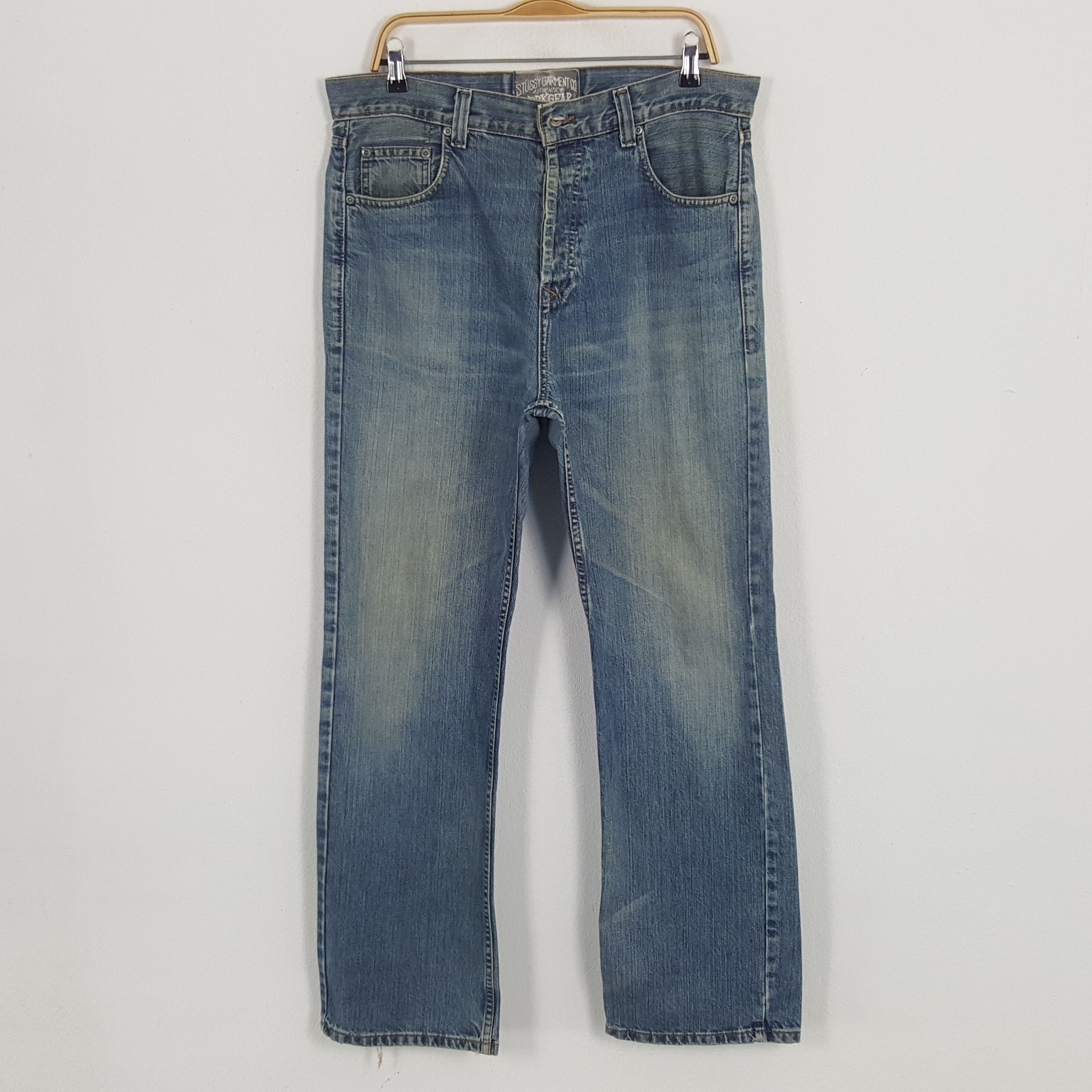 Stussy × Vintage Vintage Stussy Streetwear Custom Art Big Logo Denim Jeans Size US 35 - 3 Thumbnail