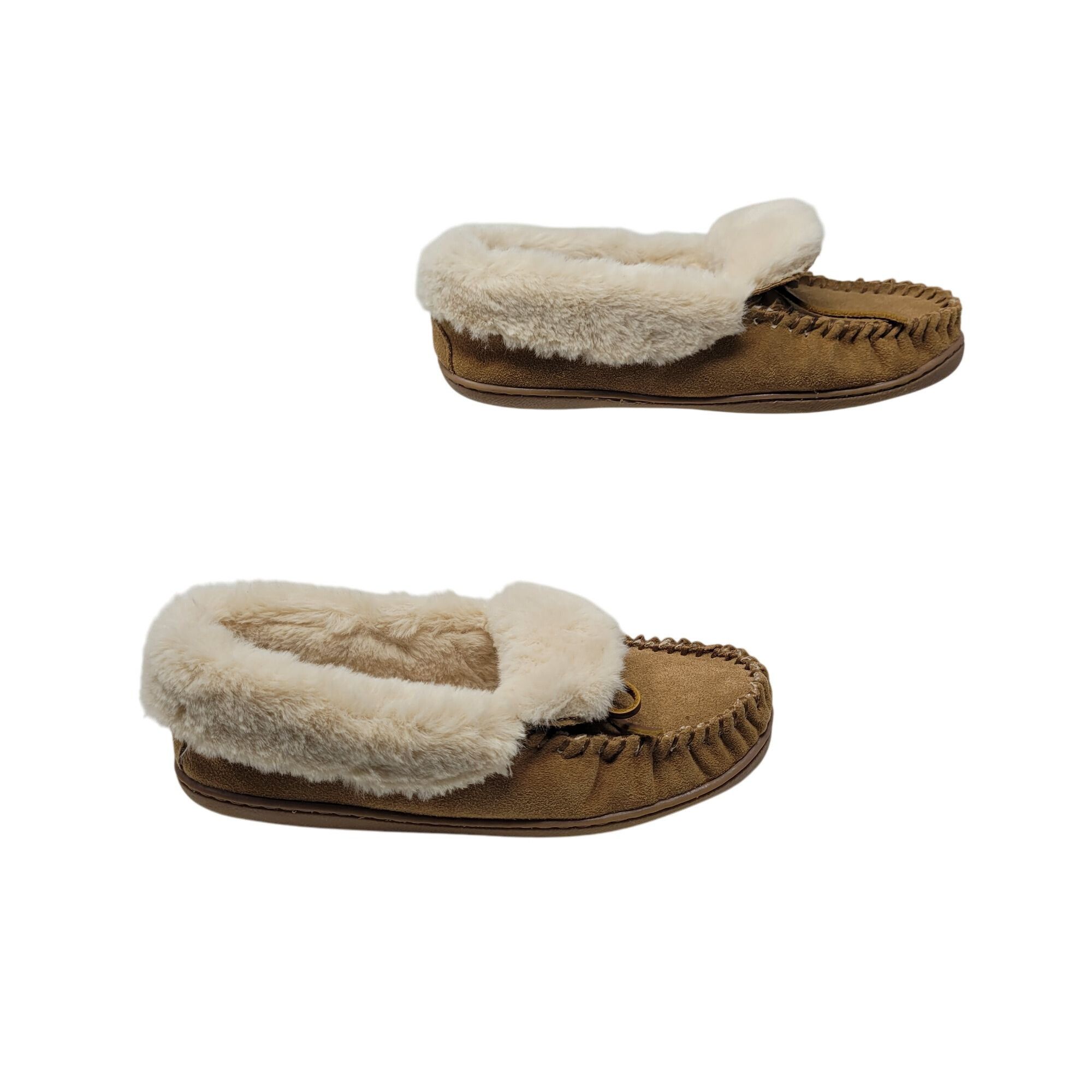 Minnetonka Minnetonka Womens Tan Suede Moccasin Slippers Sherpa Faux F Size US 9 / IT 39 - 7 Thumbnail