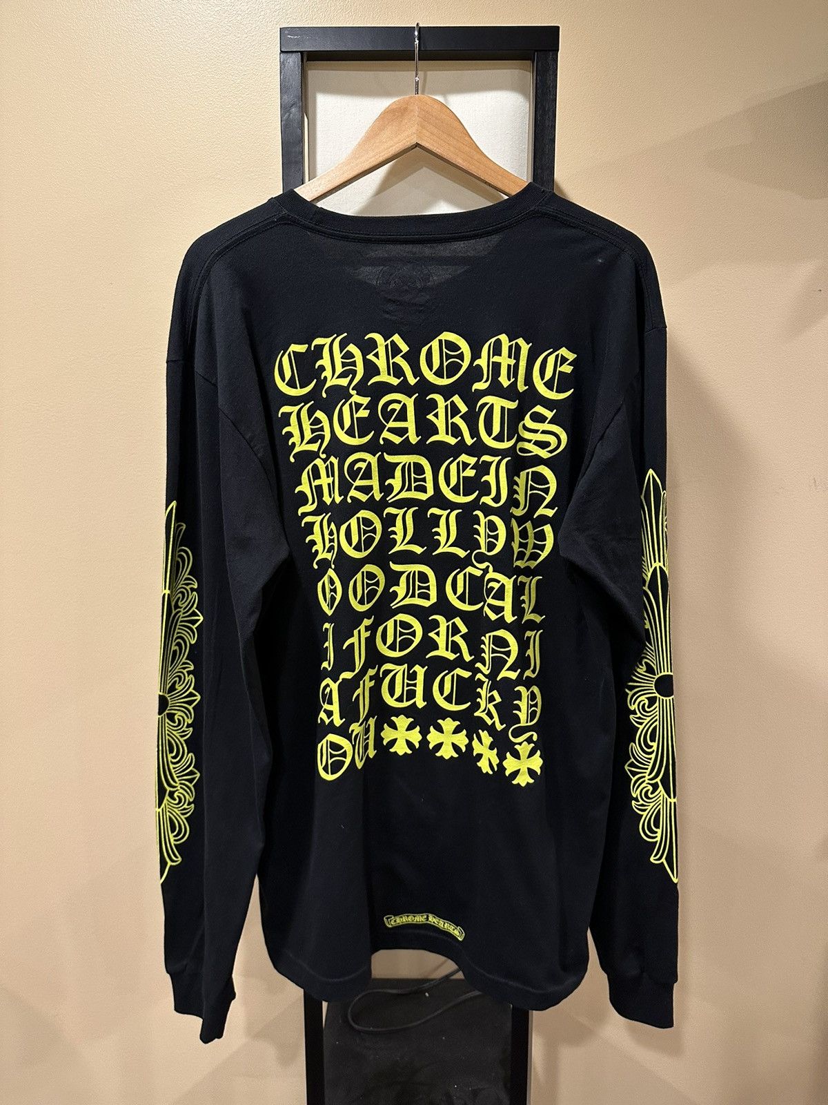 image of Chrome Hearts Black / Yellow Eye Chart Floral Long sleeve T-Shirt, Men's (Size XL)